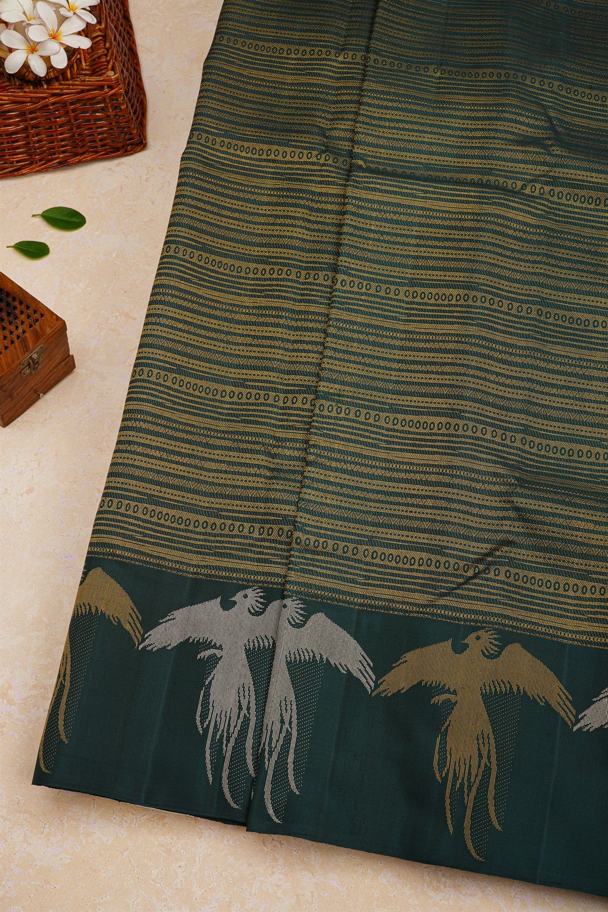 Kancheepuram Silk Bottle Green Saree