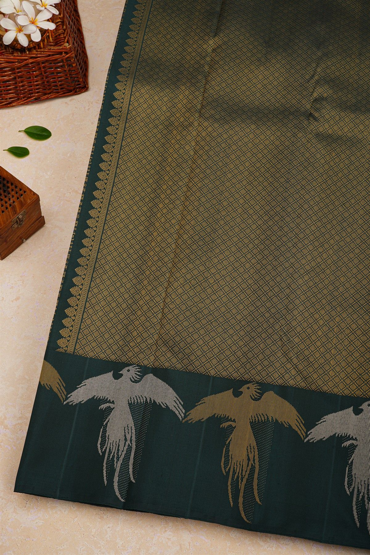 Kancheepuram Silk Bottle Green Saree