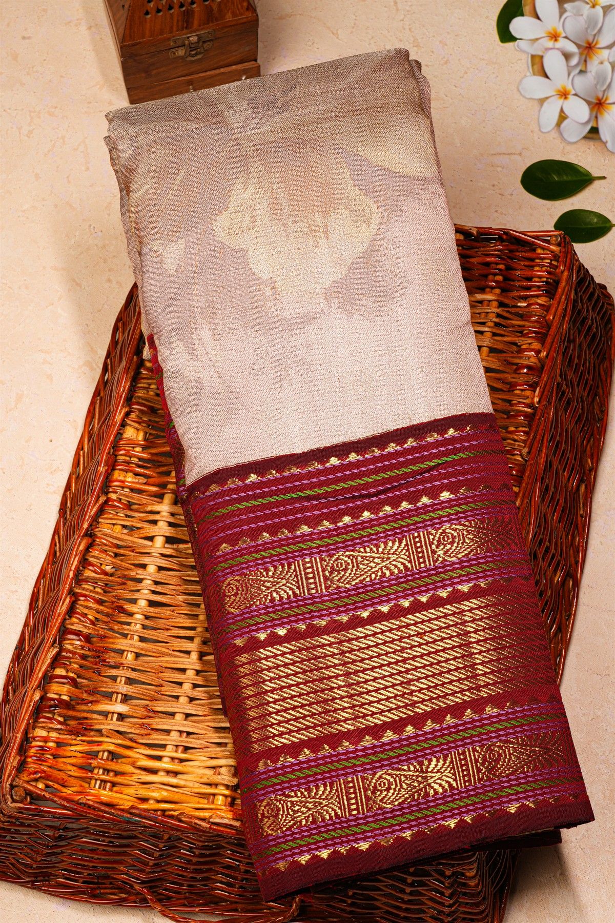 Kancheepuram Silk Off White Saree
