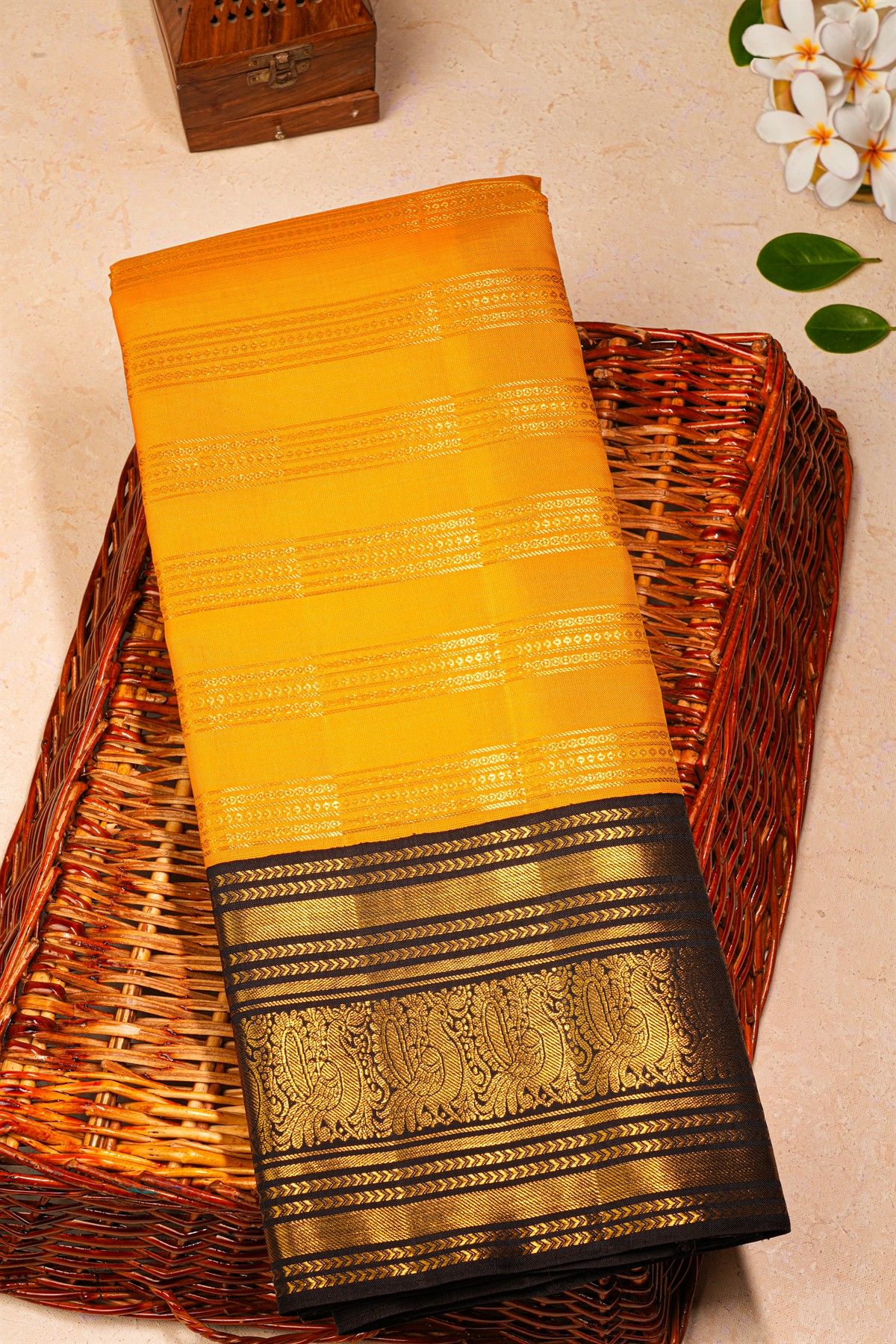 Kancheepuram Silk Yellow Saree