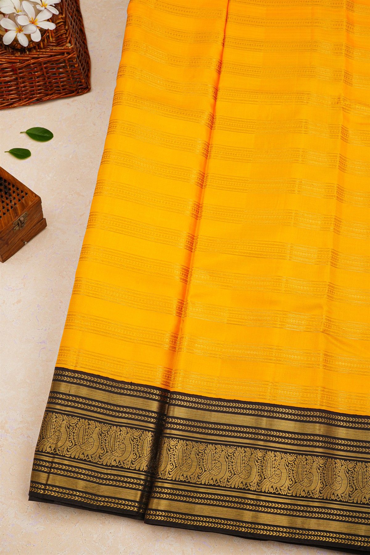 Kancheepuram Silk Yellow Saree