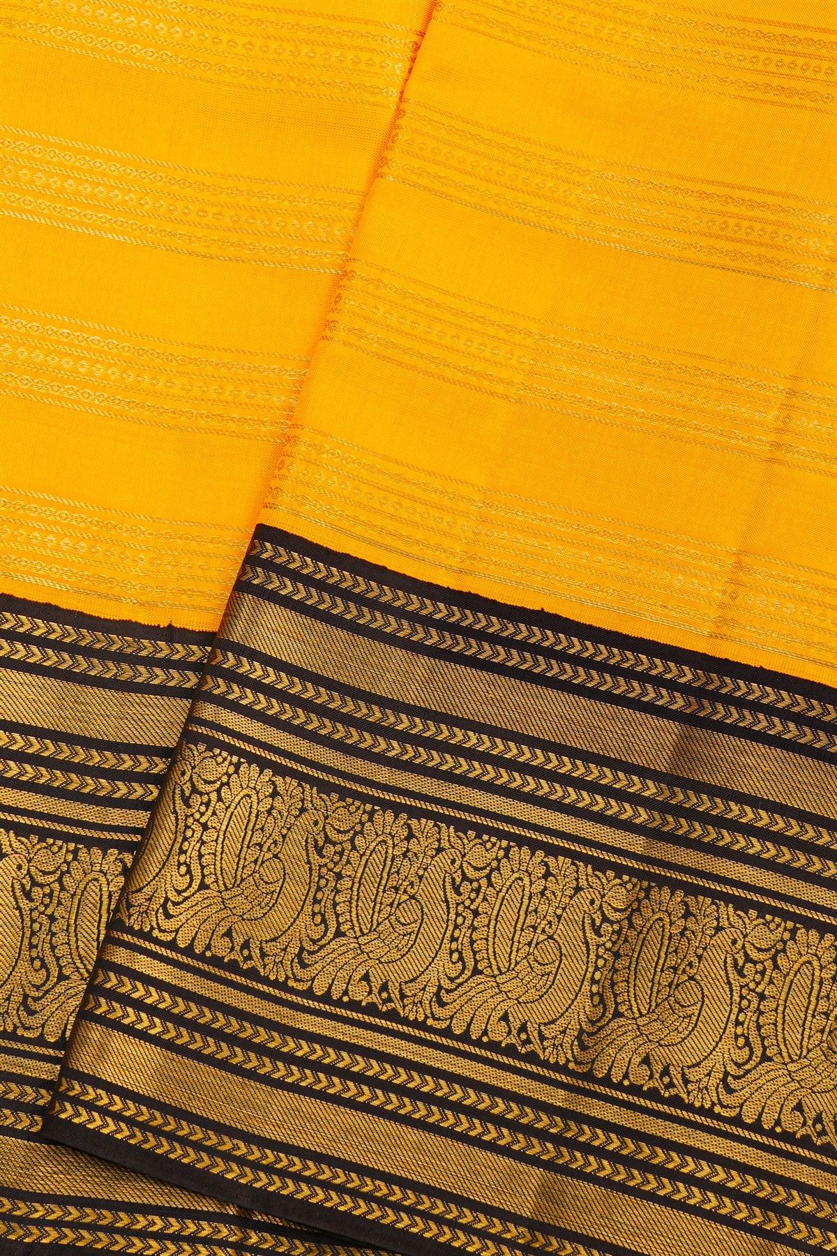 Kancheepuram Silk Yellow Saree