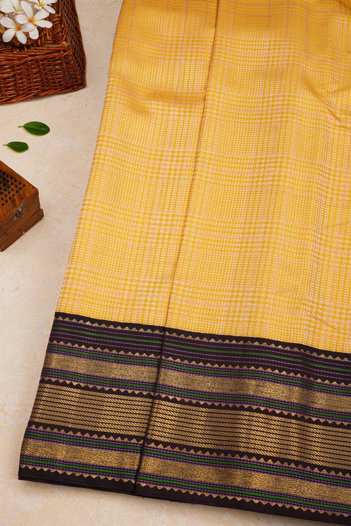 Kancheepuram Silk Mustard Saree