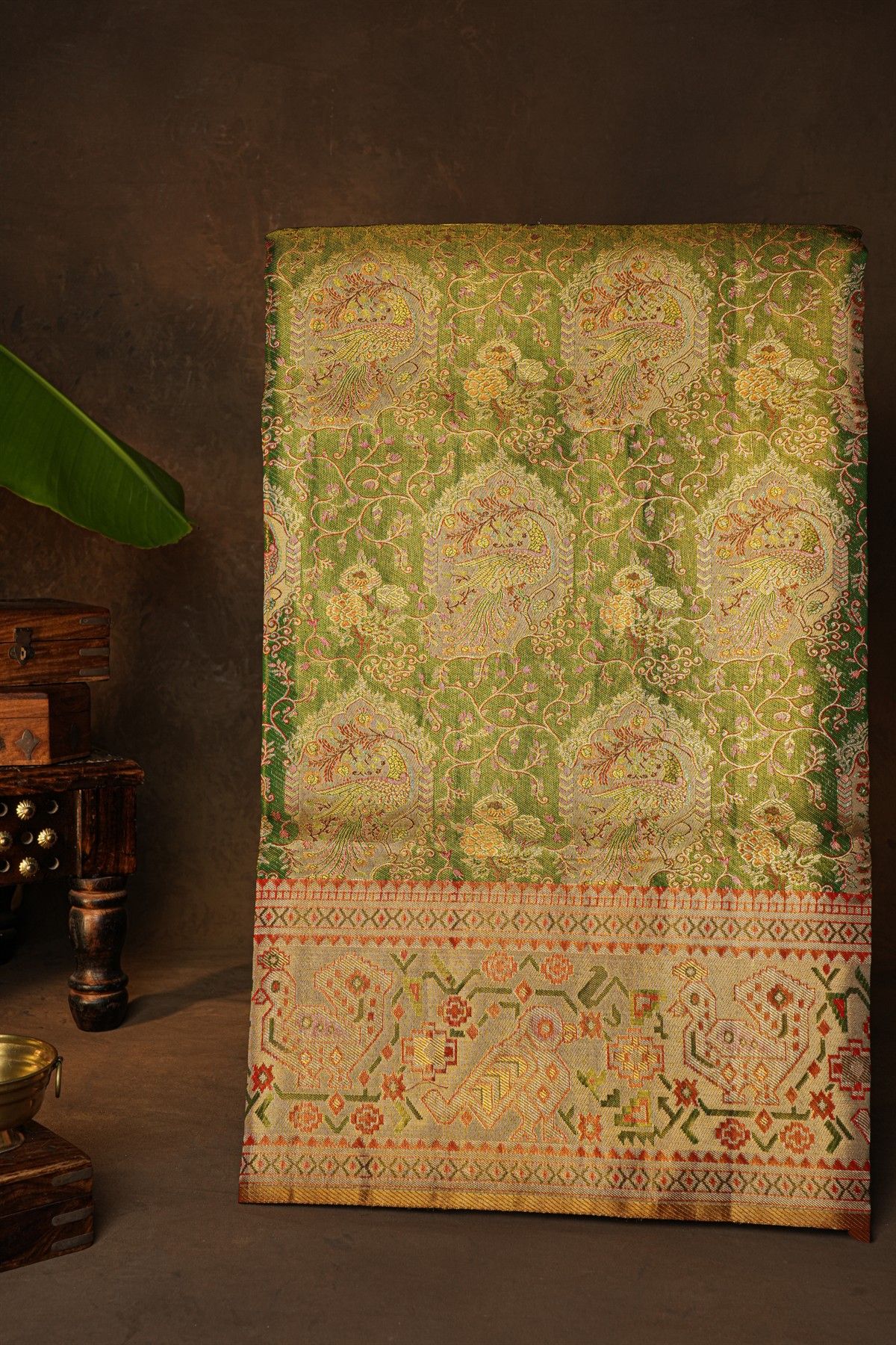 Kancheepuram Silk Parrot Green Saree