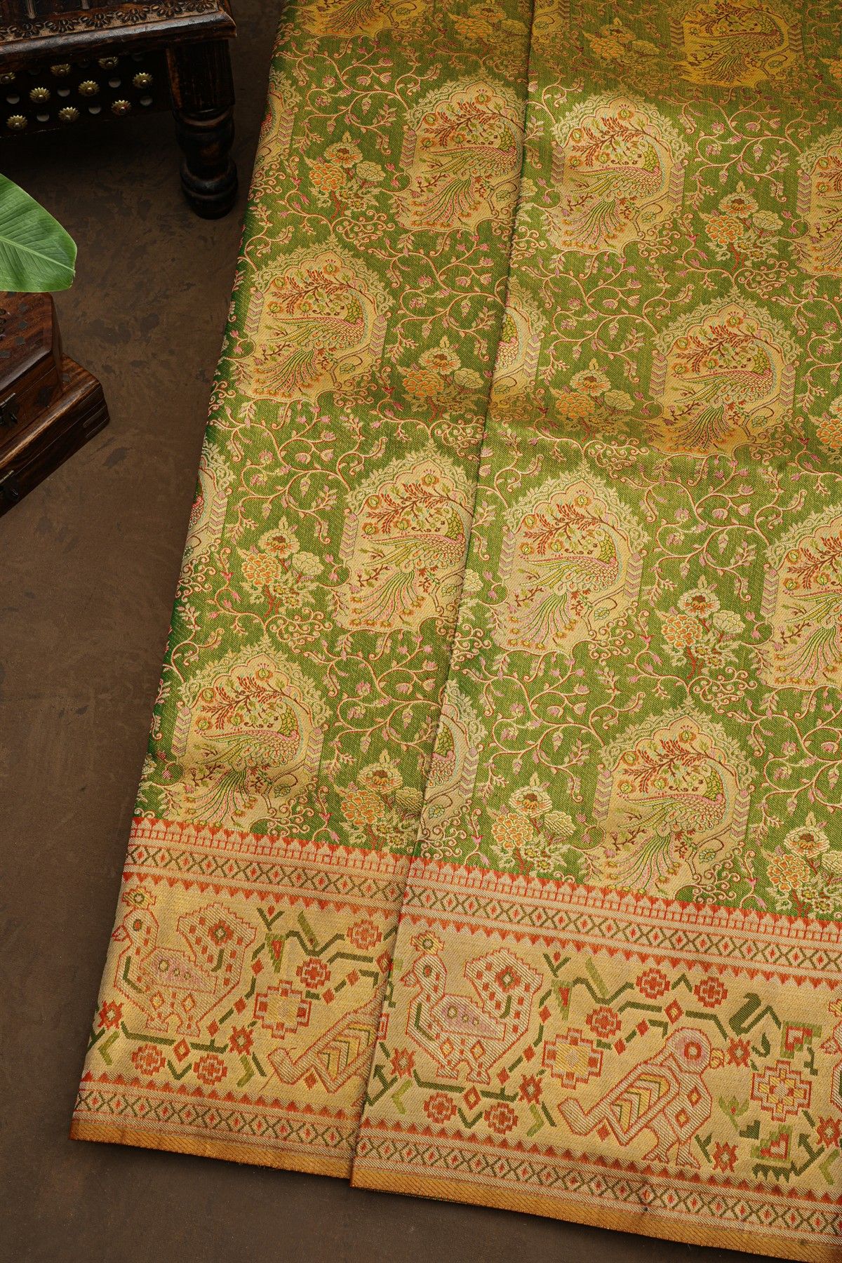 Kancheepuram Silk Parrot Green Saree