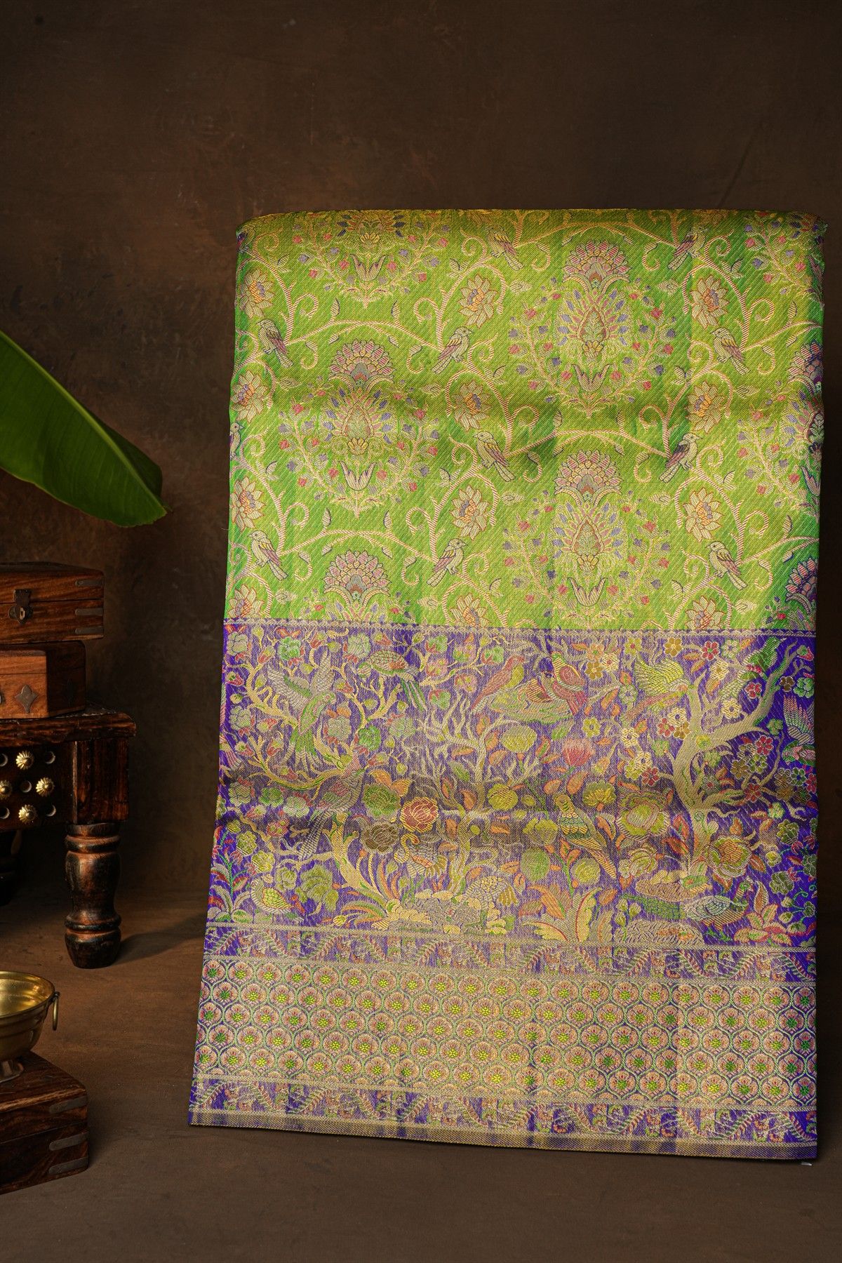 Kancheepuram Silk Parrot Green Saree