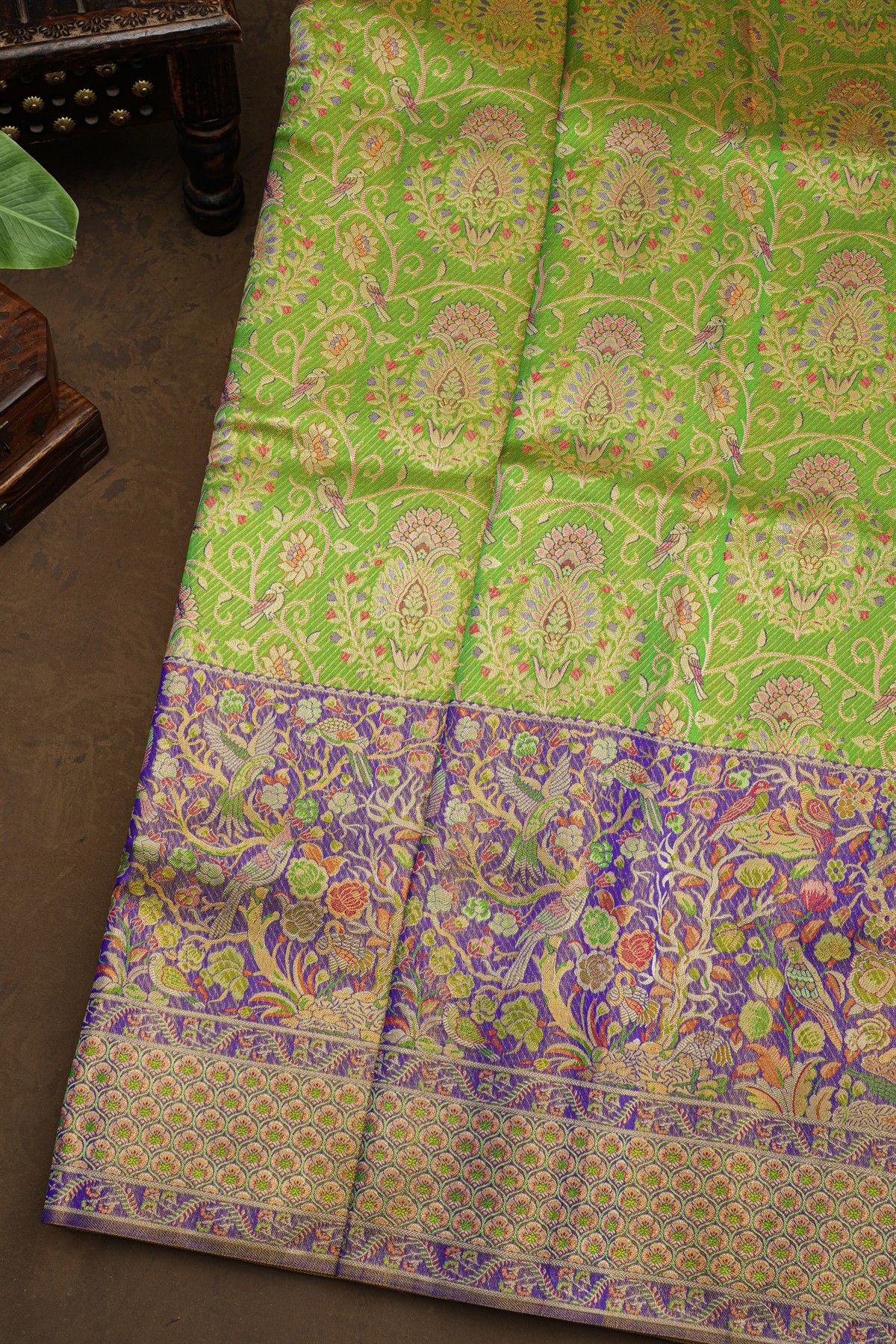 Kancheepuram Silk Parrot Green Saree