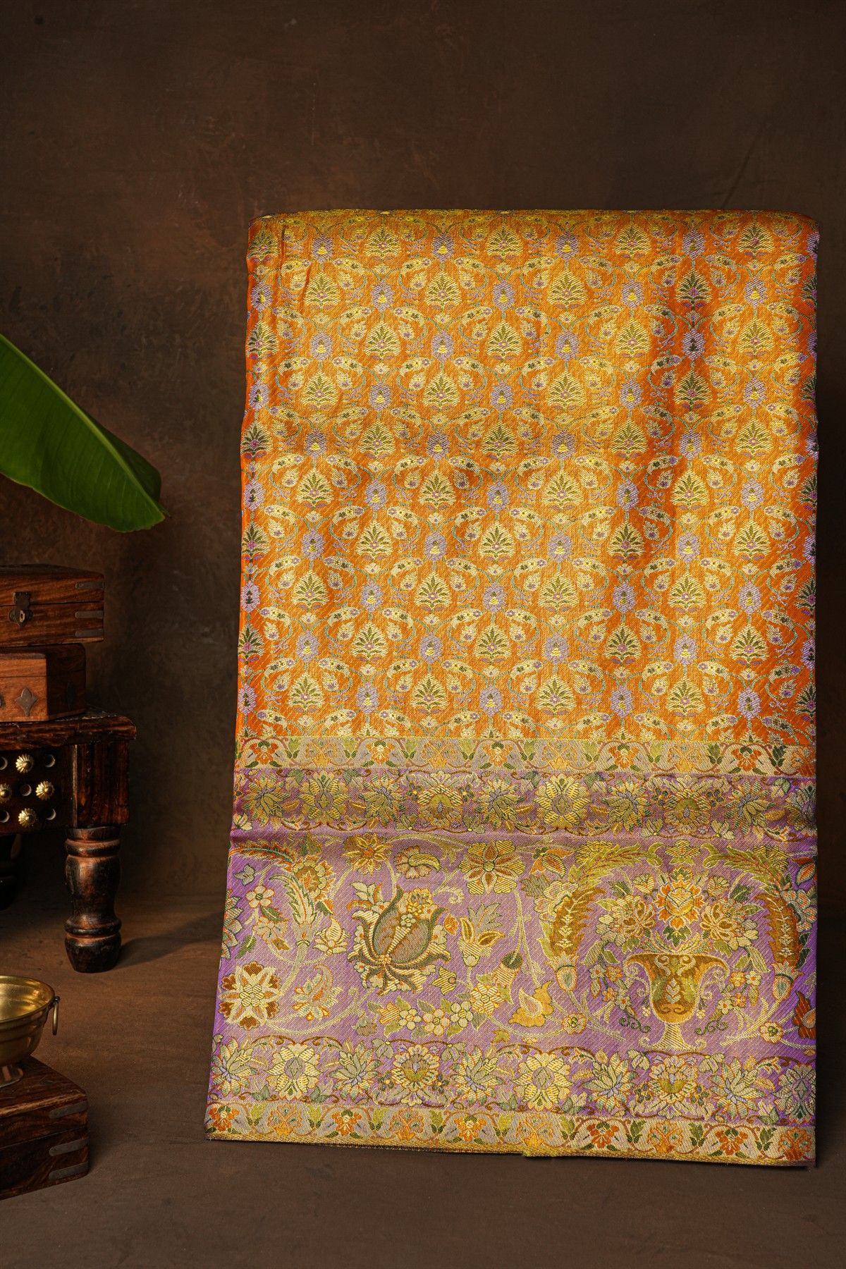 Kancheepuram Silk Orange Saree