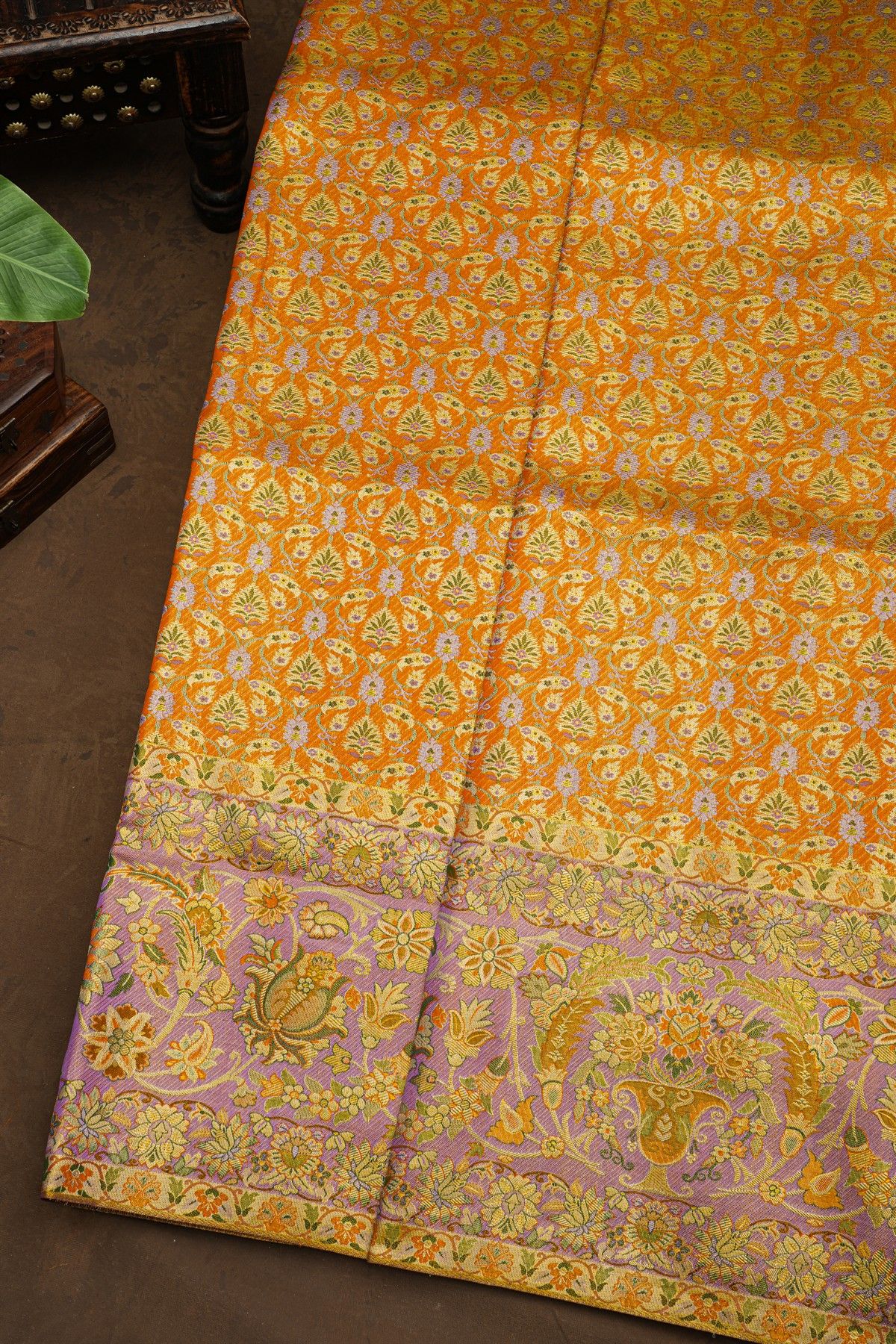 Kancheepuram Silk Orange Saree