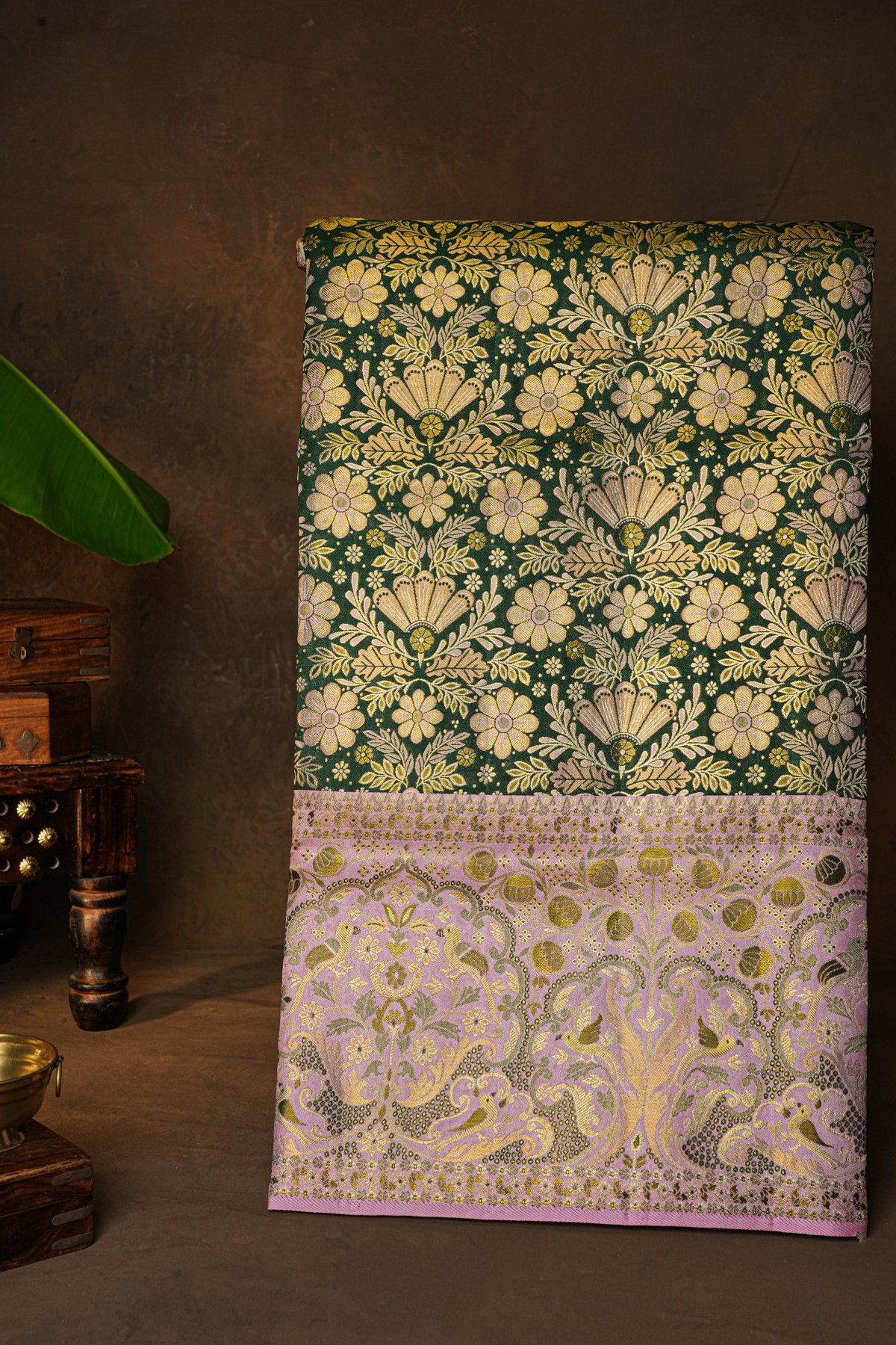 Kancheepuram Silk Bottle Green Saree
