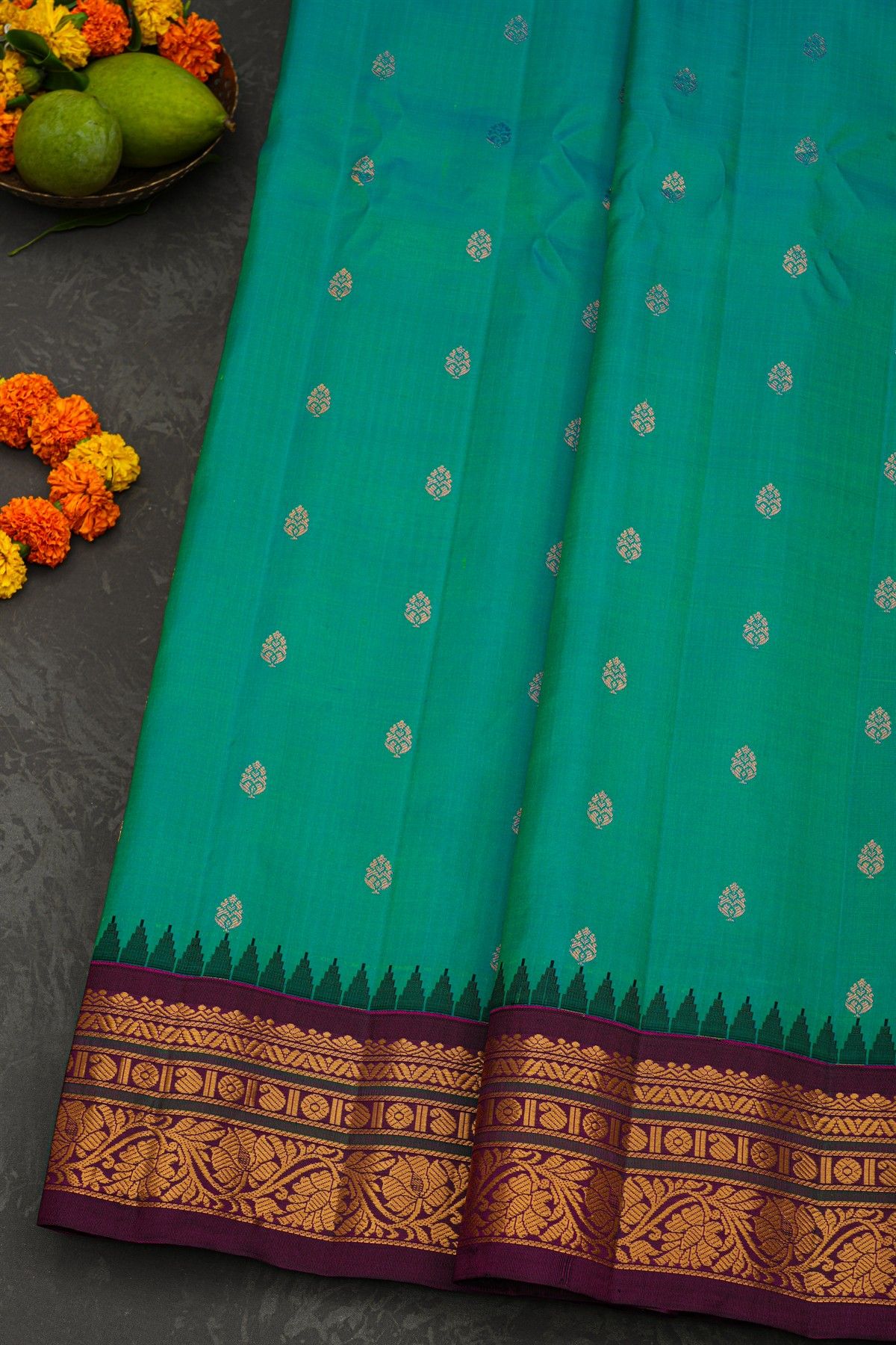 Gadwal Silk Sea Green Saree