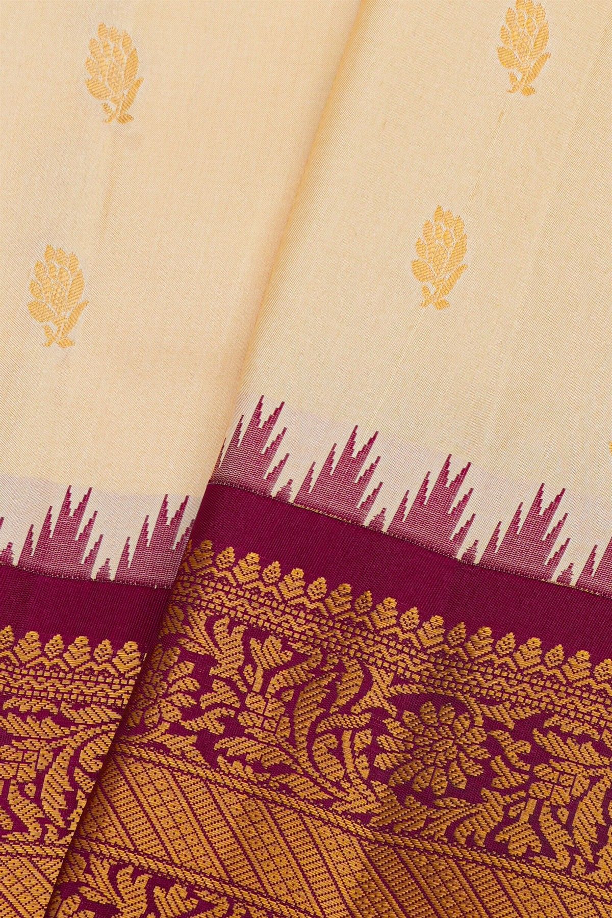 Gadwal Silk Off White Saree