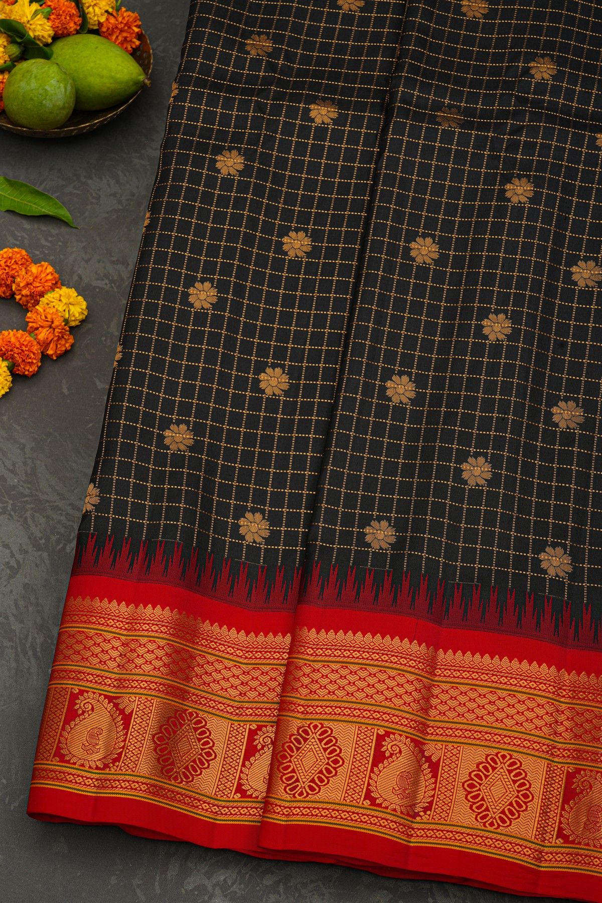 Gadwal Silk Black Saree