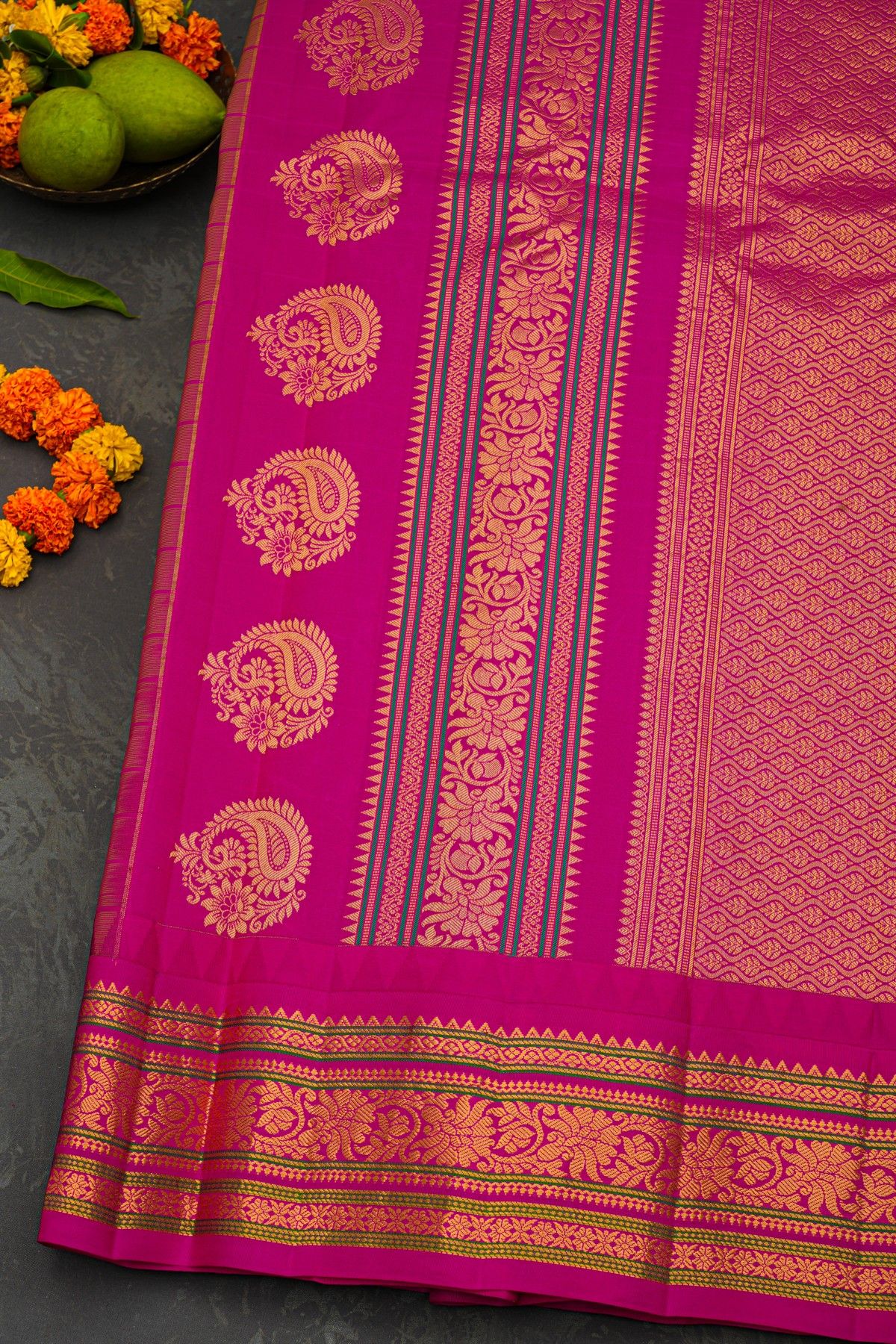 Gadwal Silk Lime Green Saree