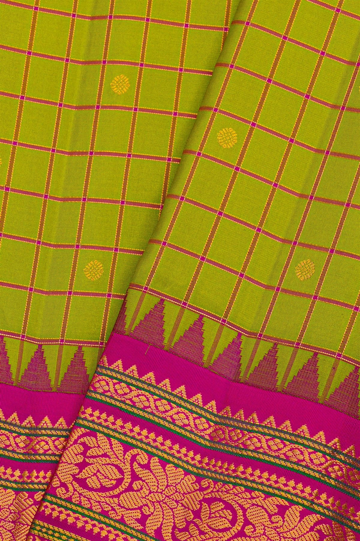 Gadwal Silk Lime Green Saree