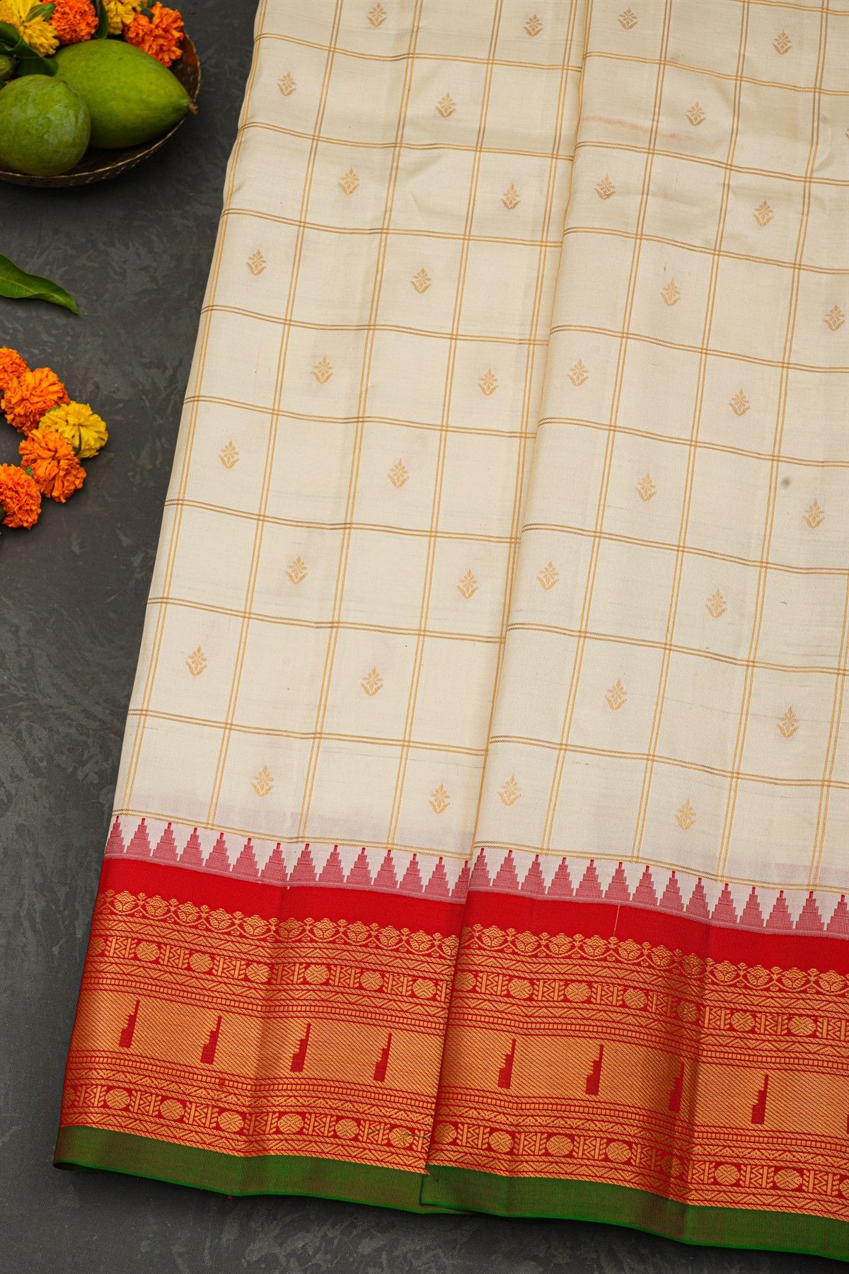 Gadwal Silk Off White Saree