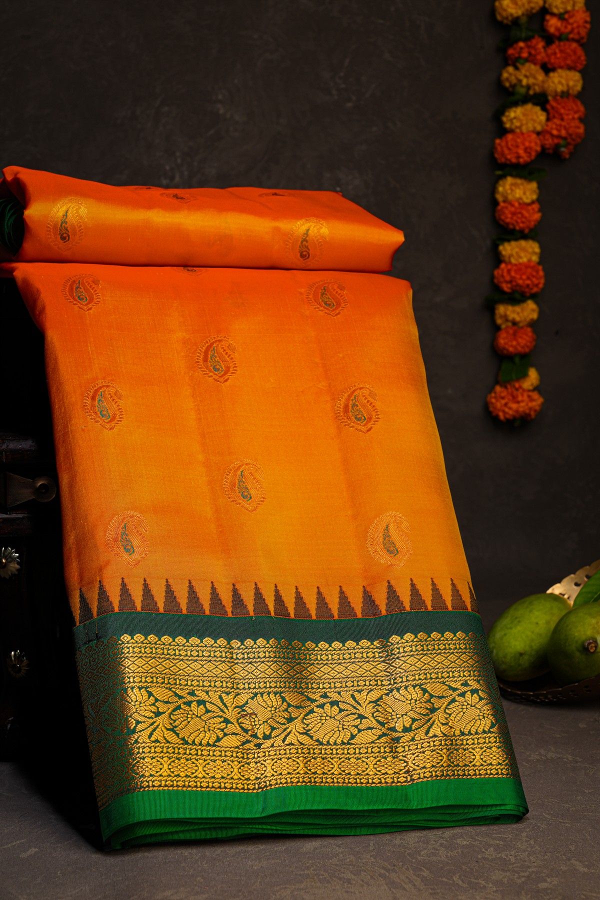 Gadwal Silk Orange Saree