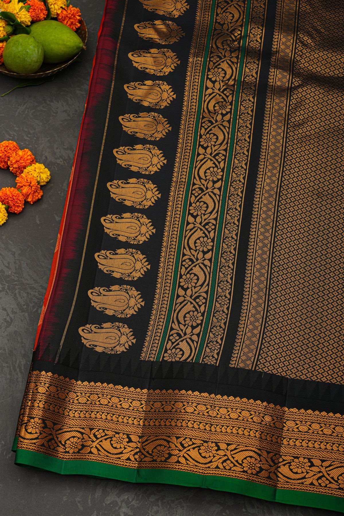 Gadwal Silk Red Saree