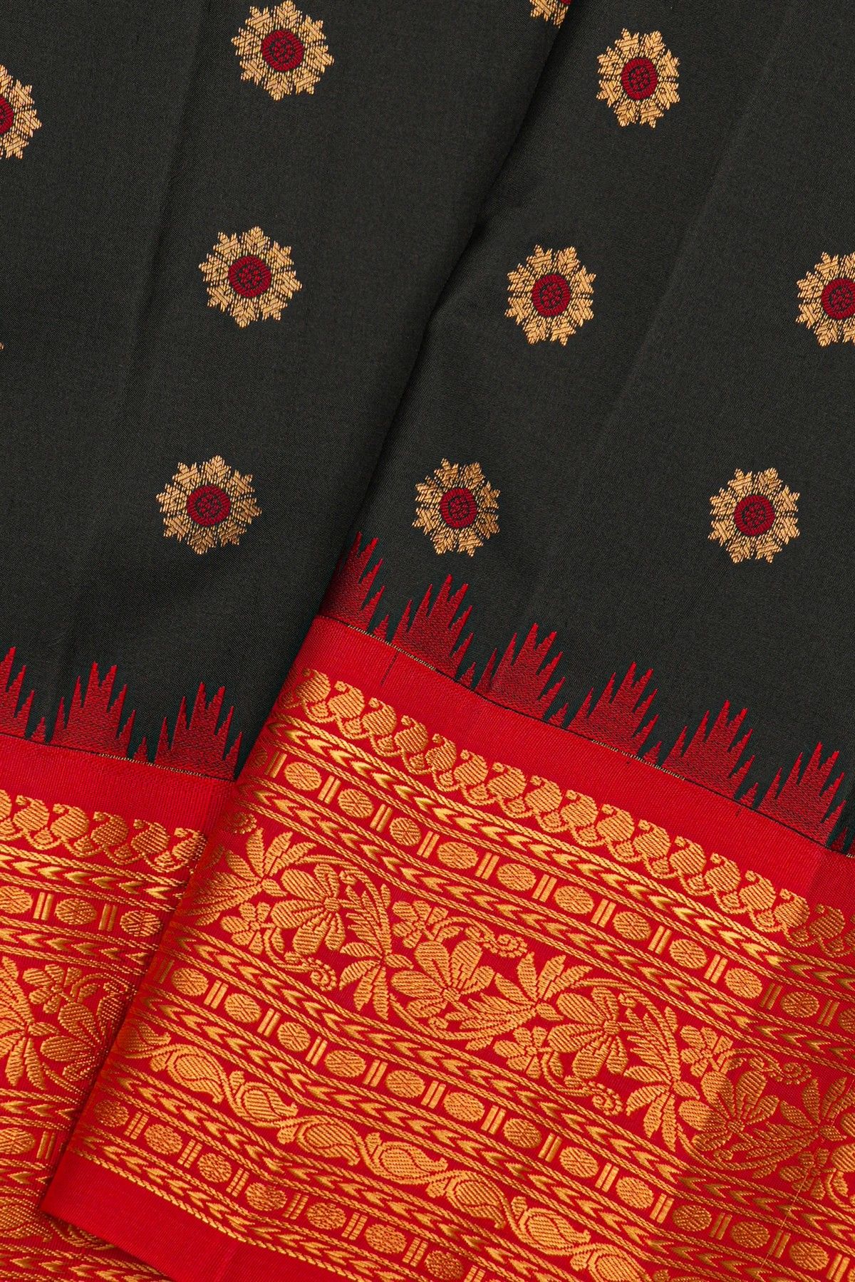 Gadwal Silk Ganga Jamuna Black Saree