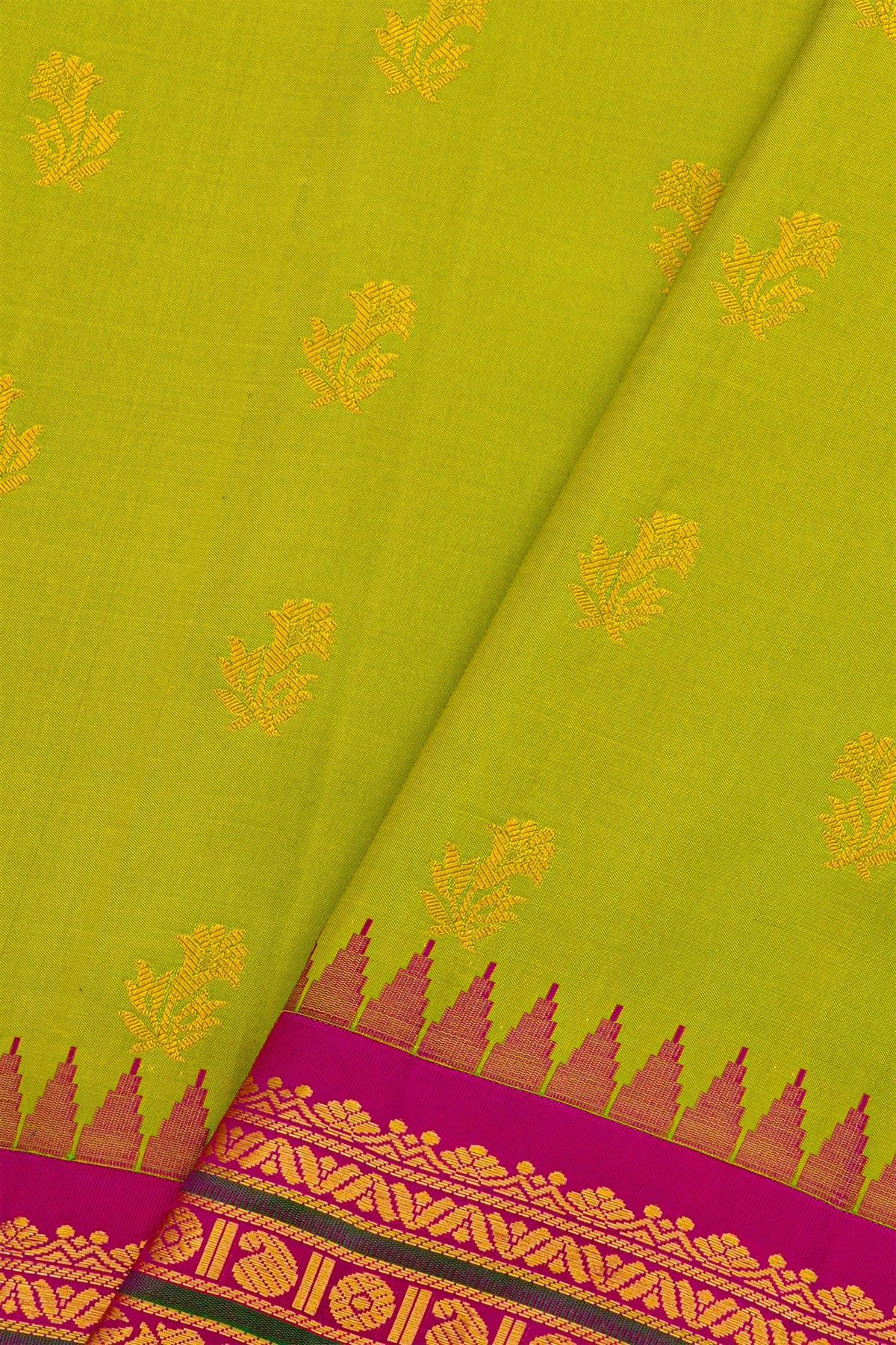Gadwal Silk Parrot Green Saree