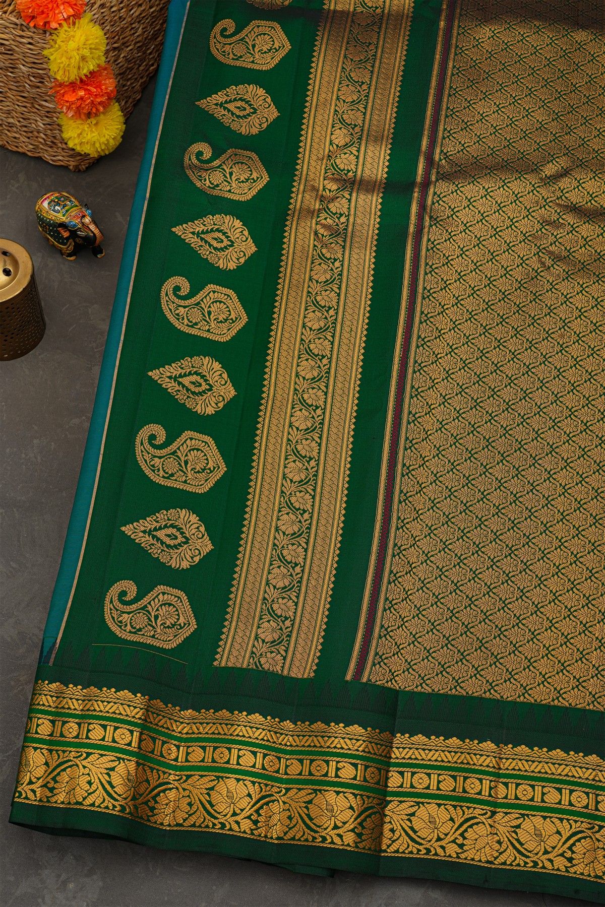 Gadwal Silk Sea Blue Saree