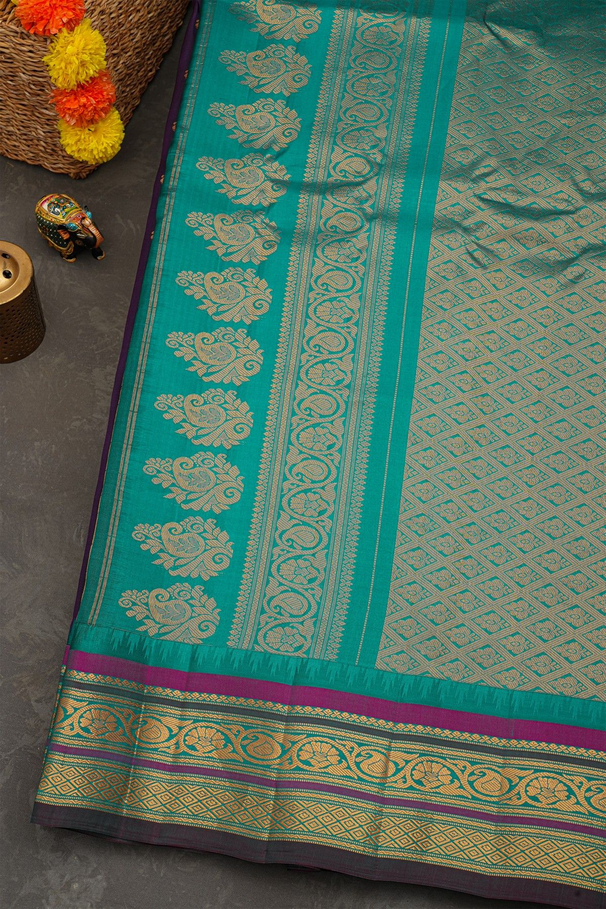 Gadwal Silk Navy Blue Saree