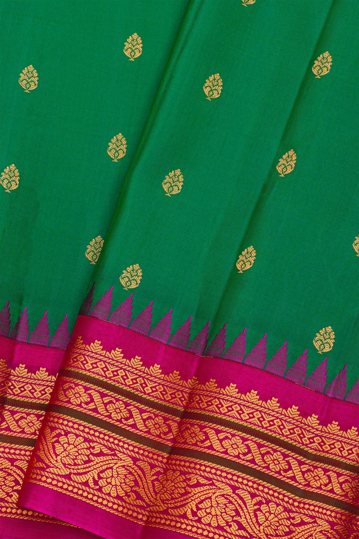 Gadwal Silk Bottle Green Saree
