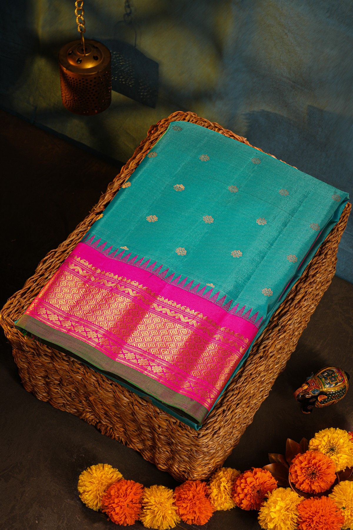 Gadwal Silk Sea Blue Saree