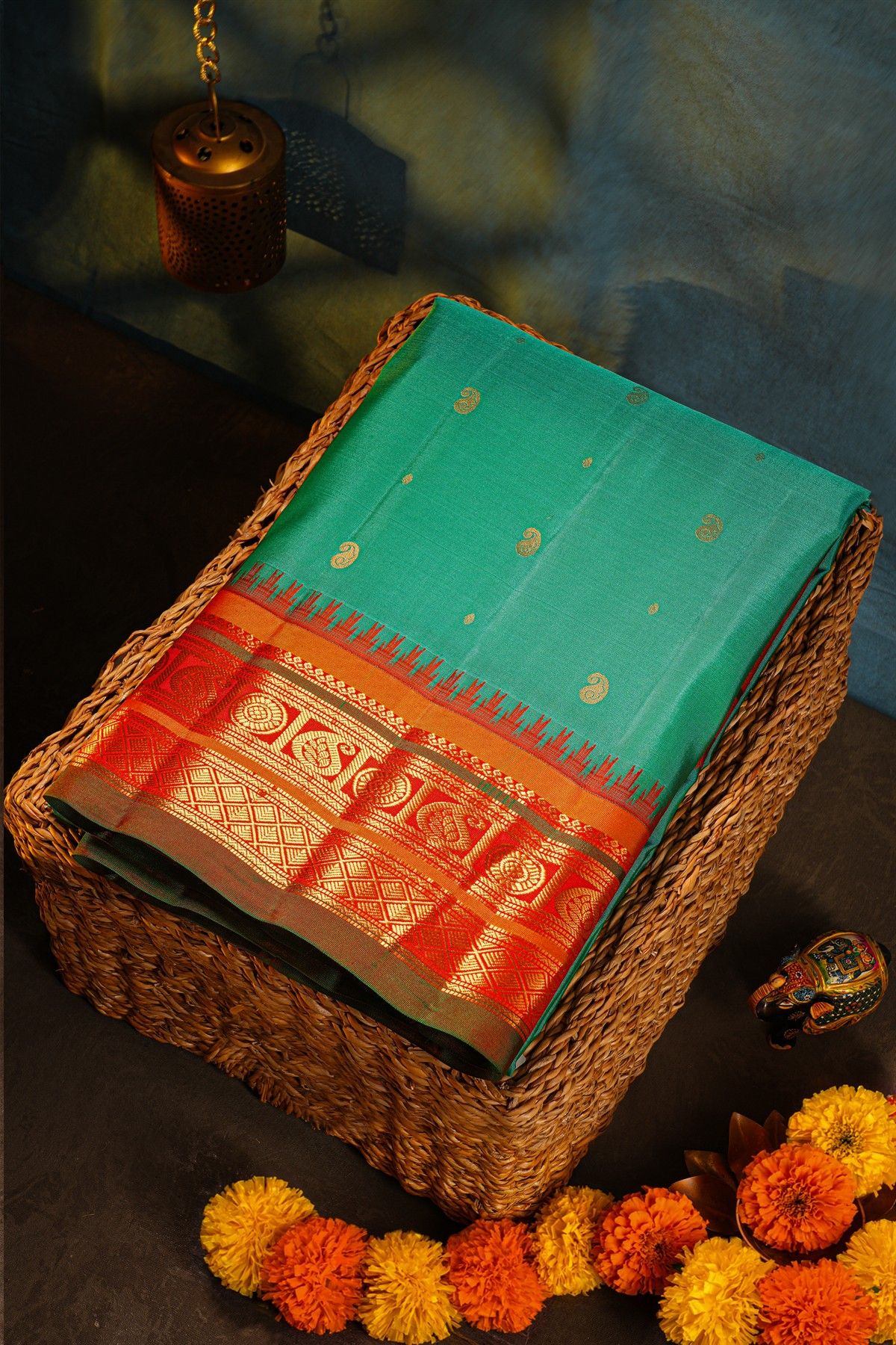 Gadwal Silk Sea Green Saree