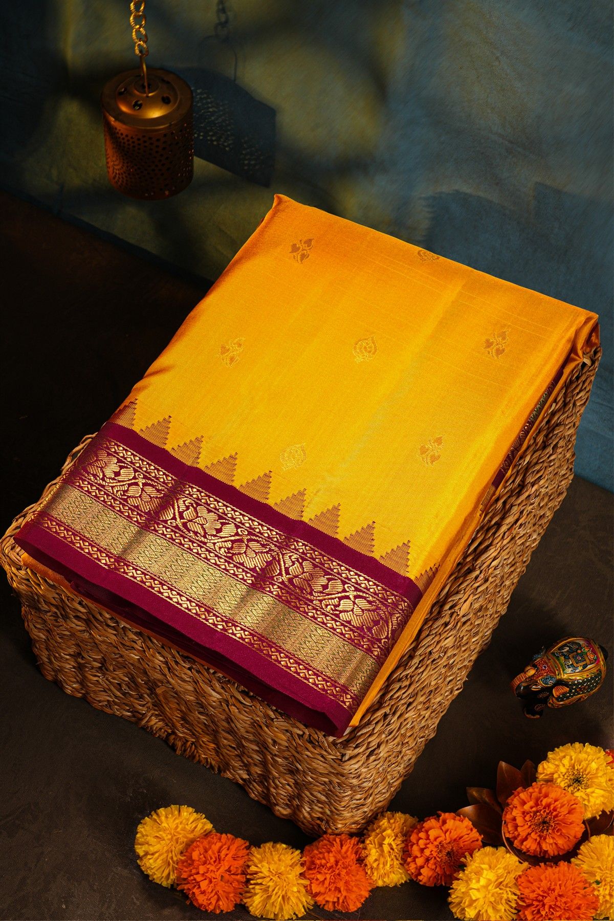 Gadwal Silk Mustard Saree