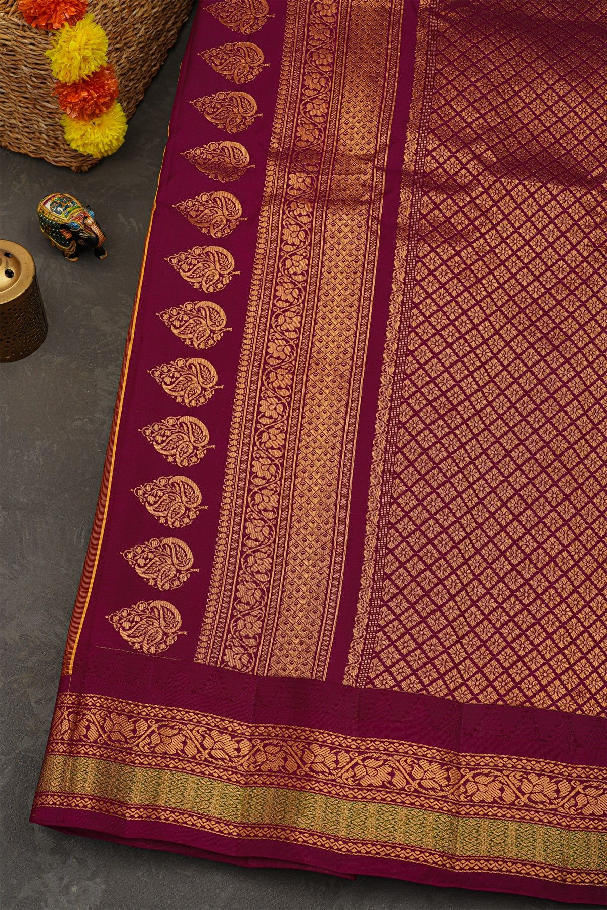 Gadwal Silk Mustard Saree