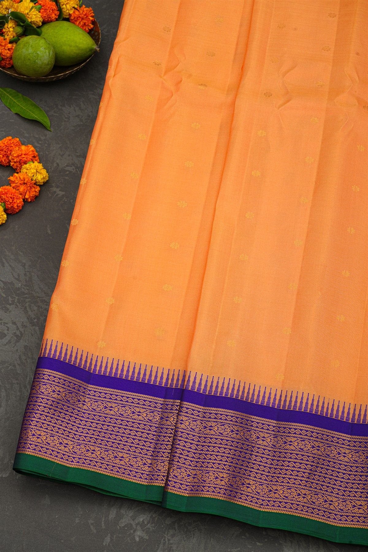 Gadwal Silk Peach Saree