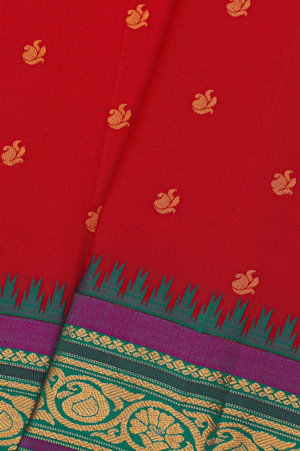 Gadwal Silk Red Saree