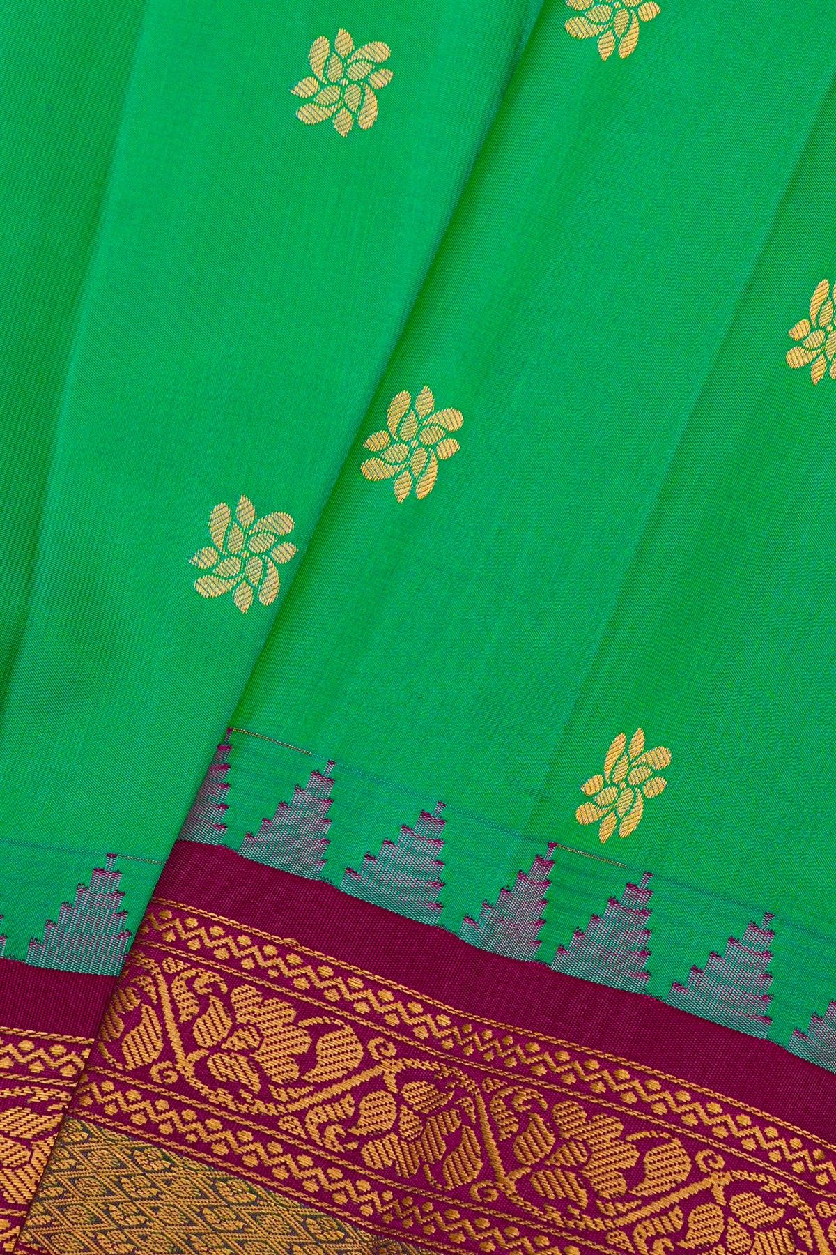 Gadwal Silk Parrot Green Saree