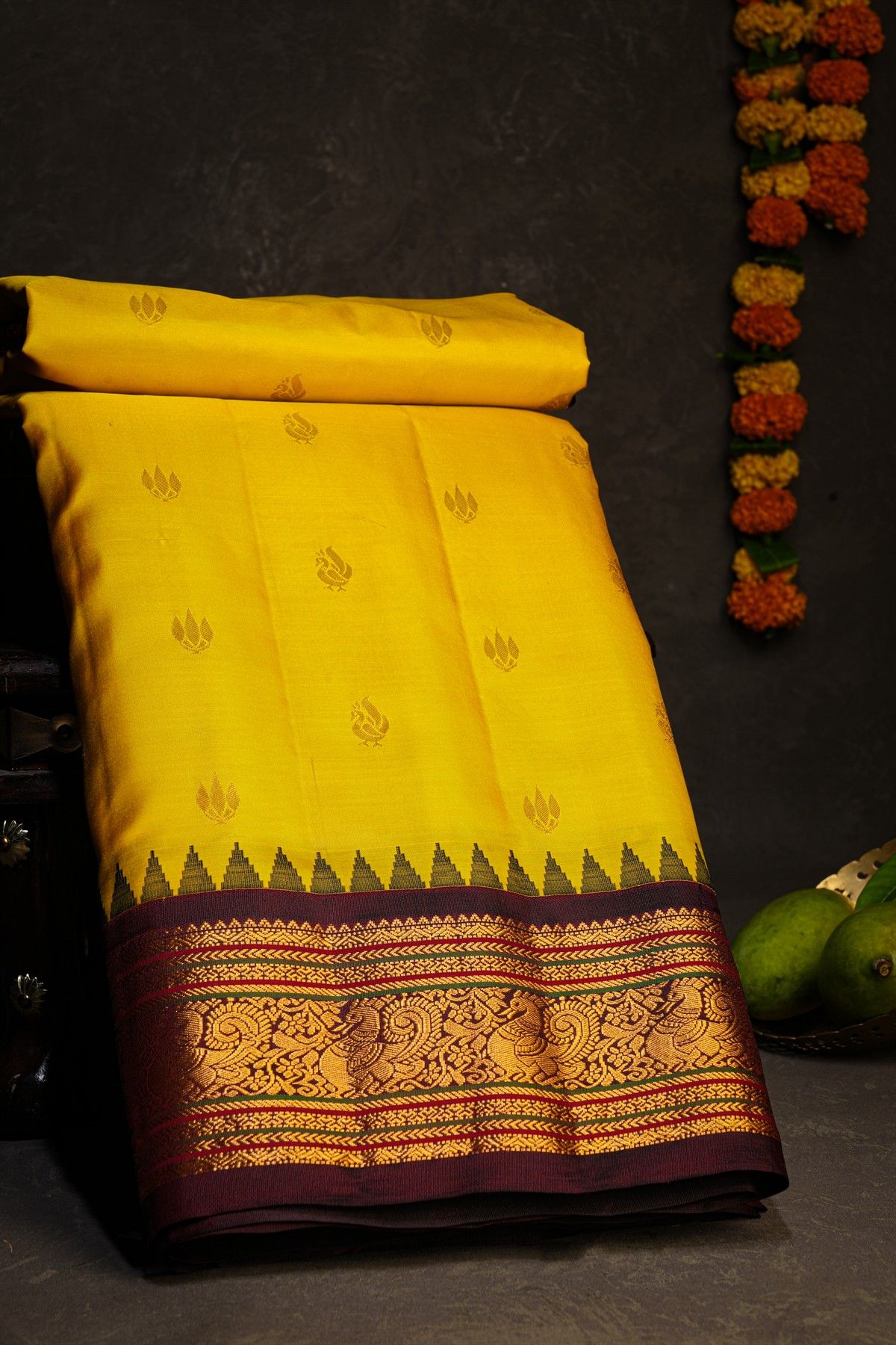 Gadwal Silk Yellow Saree