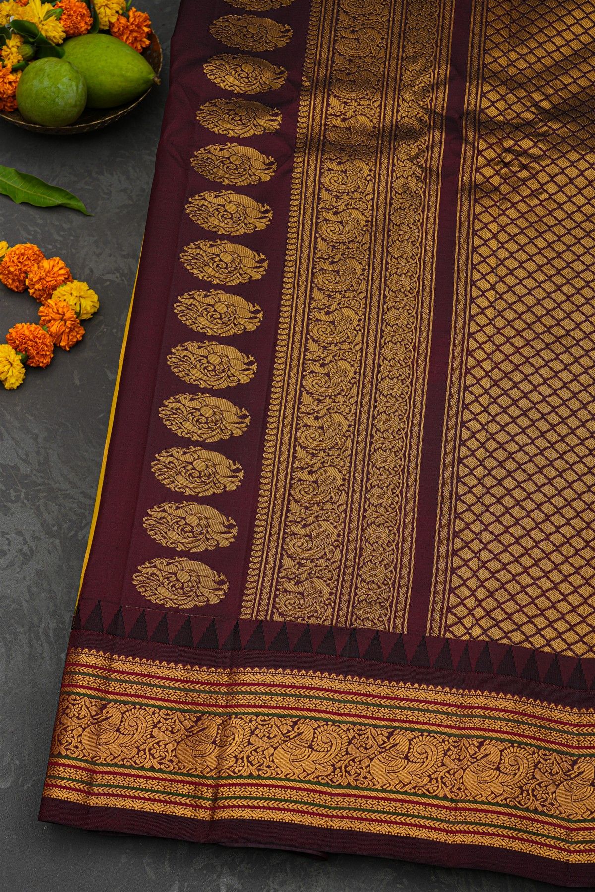 Gadwal Silk Yellow Saree