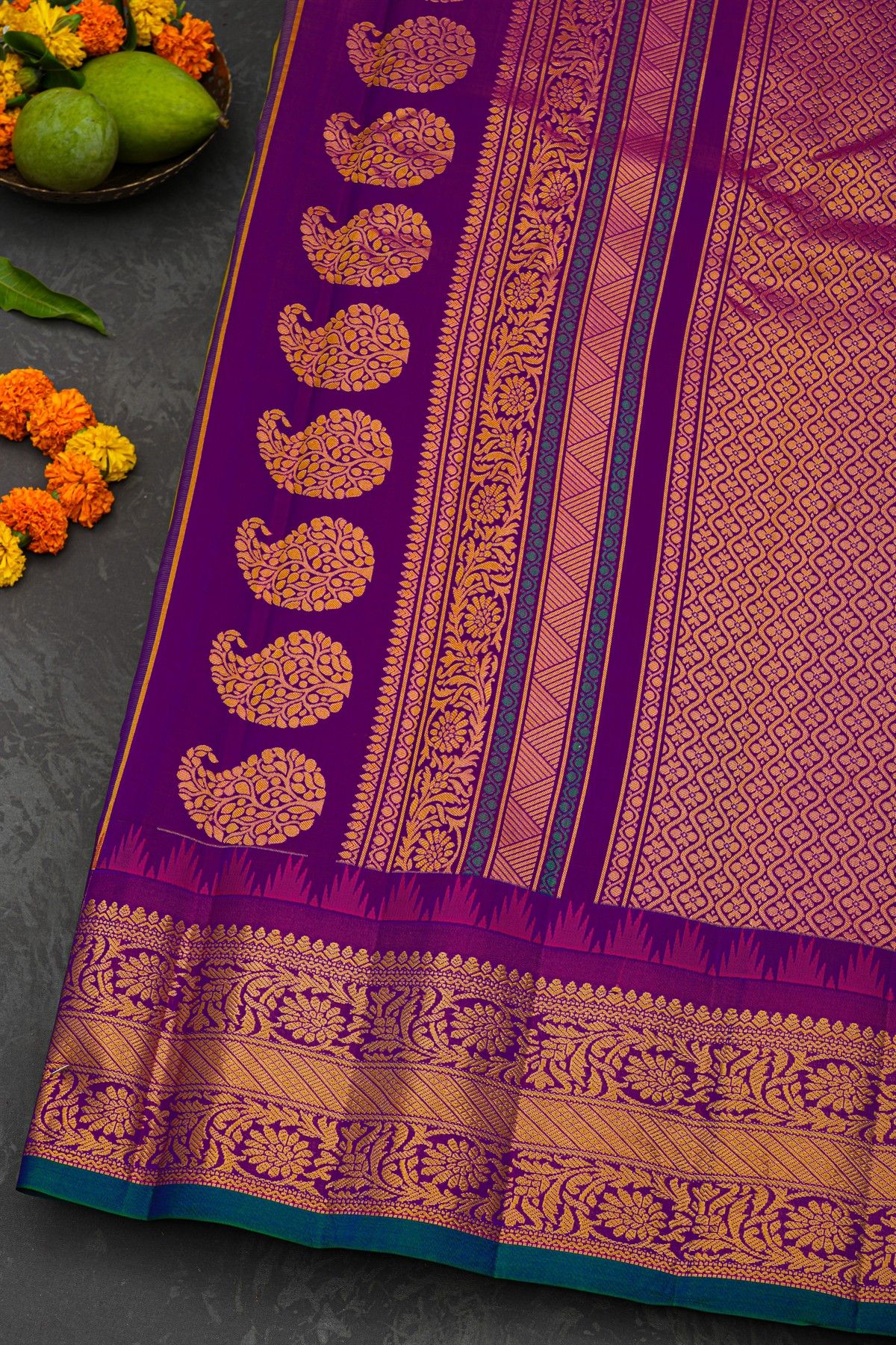 Gadwal Silk Mustard Yellow Saree