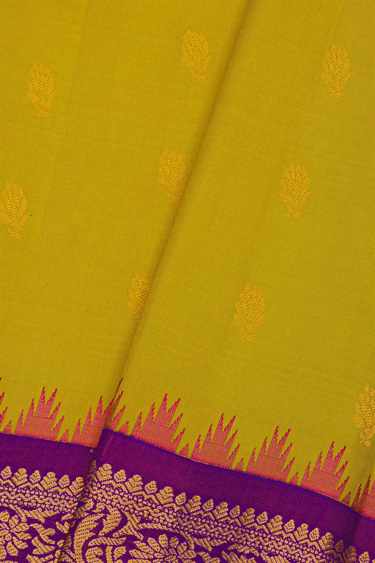 Gadwal Silk Mustard Yellow Saree
