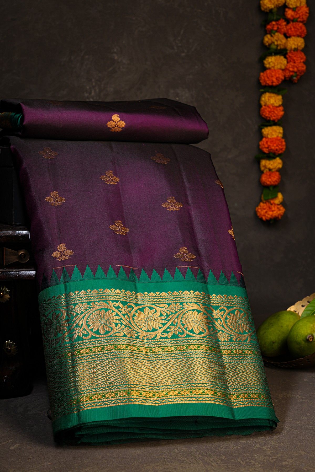 Gadwal Silk Dark Purple Saree