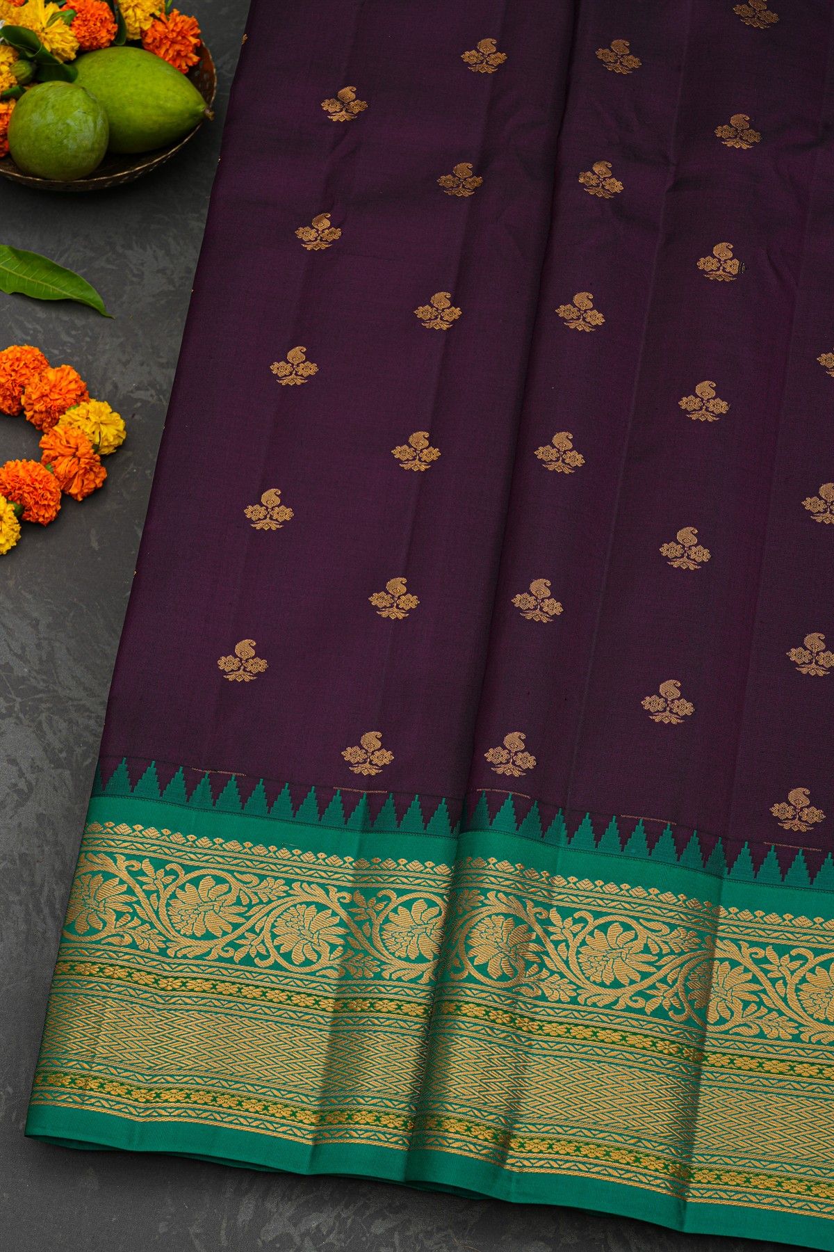 Gadwal Silk Dark Purple Saree