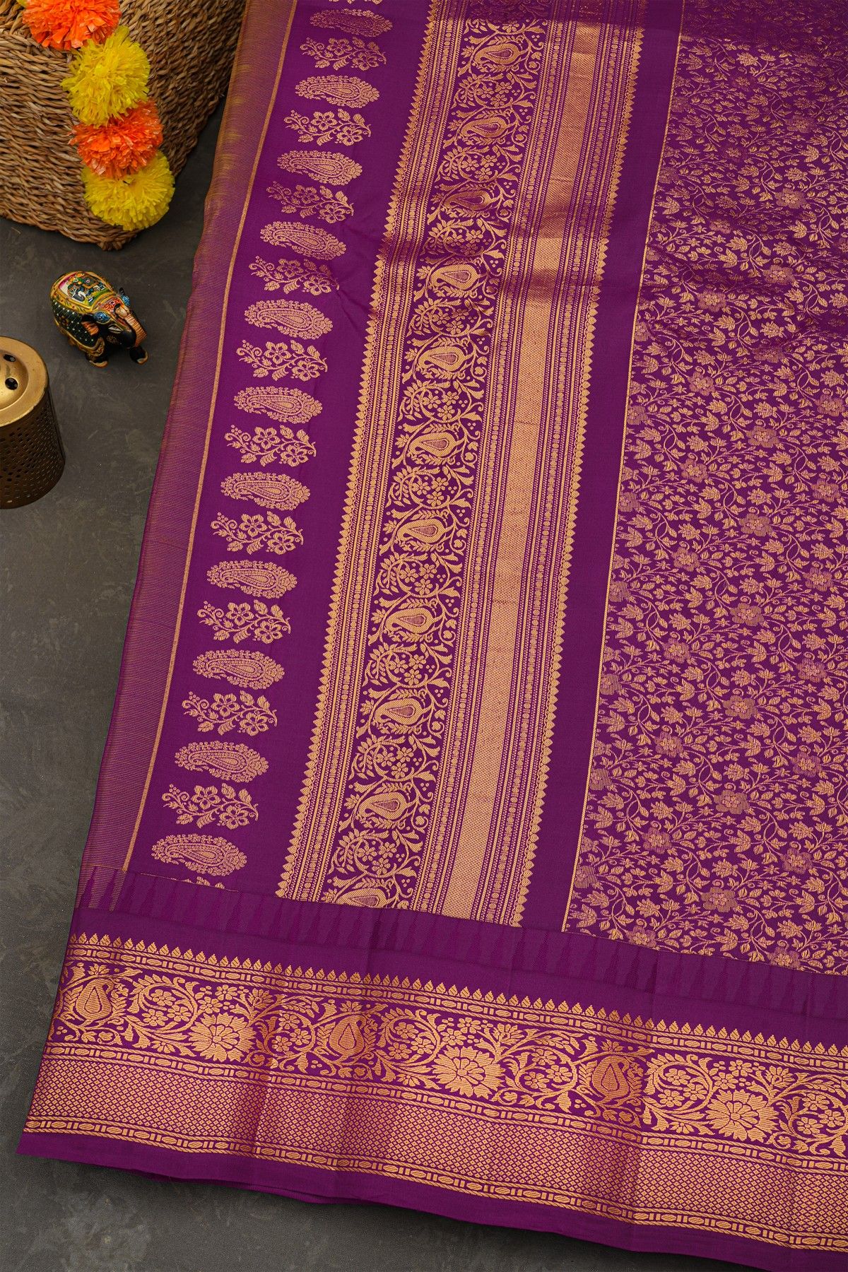 Gadwal Silk Parrot Green Saree