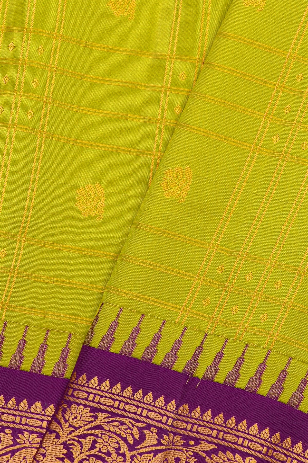 Gadwal Silk Parrot Green Saree
