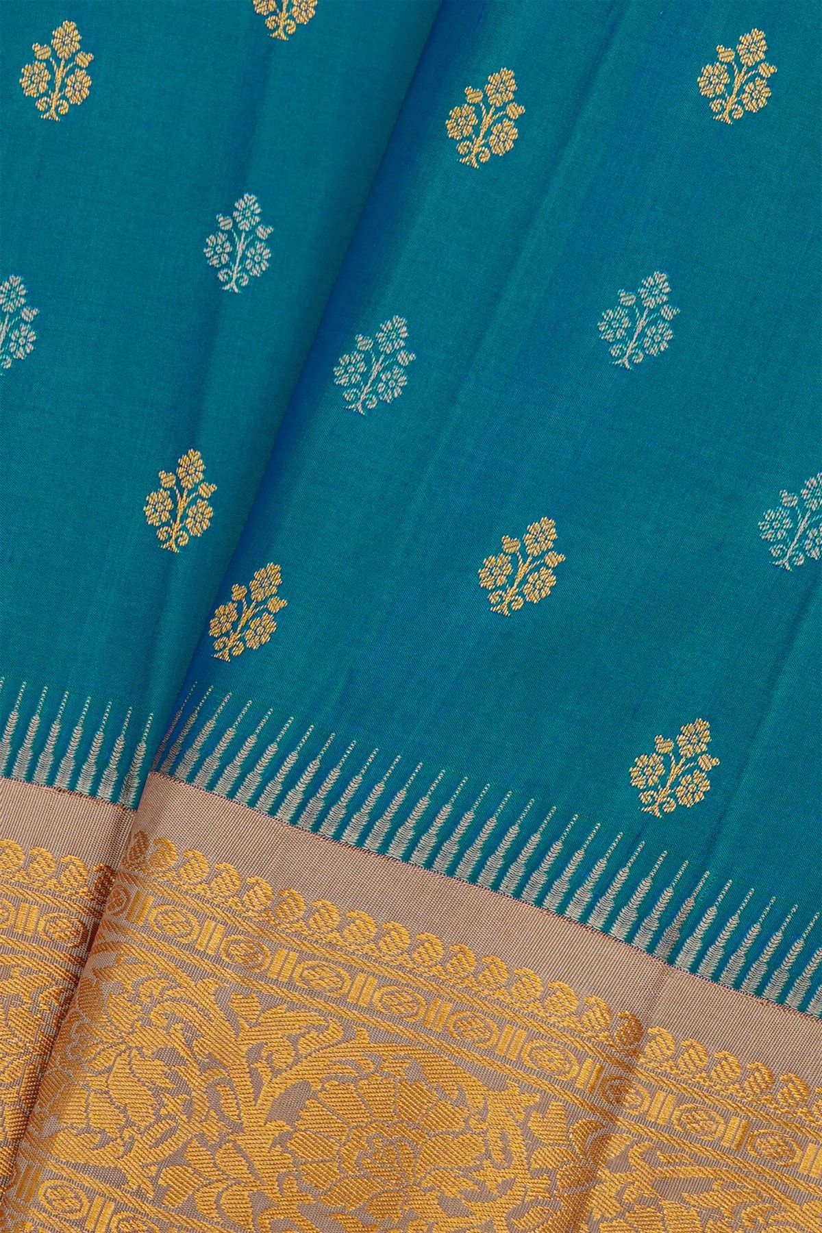 Gadwal Silk Peacock Blue Sare