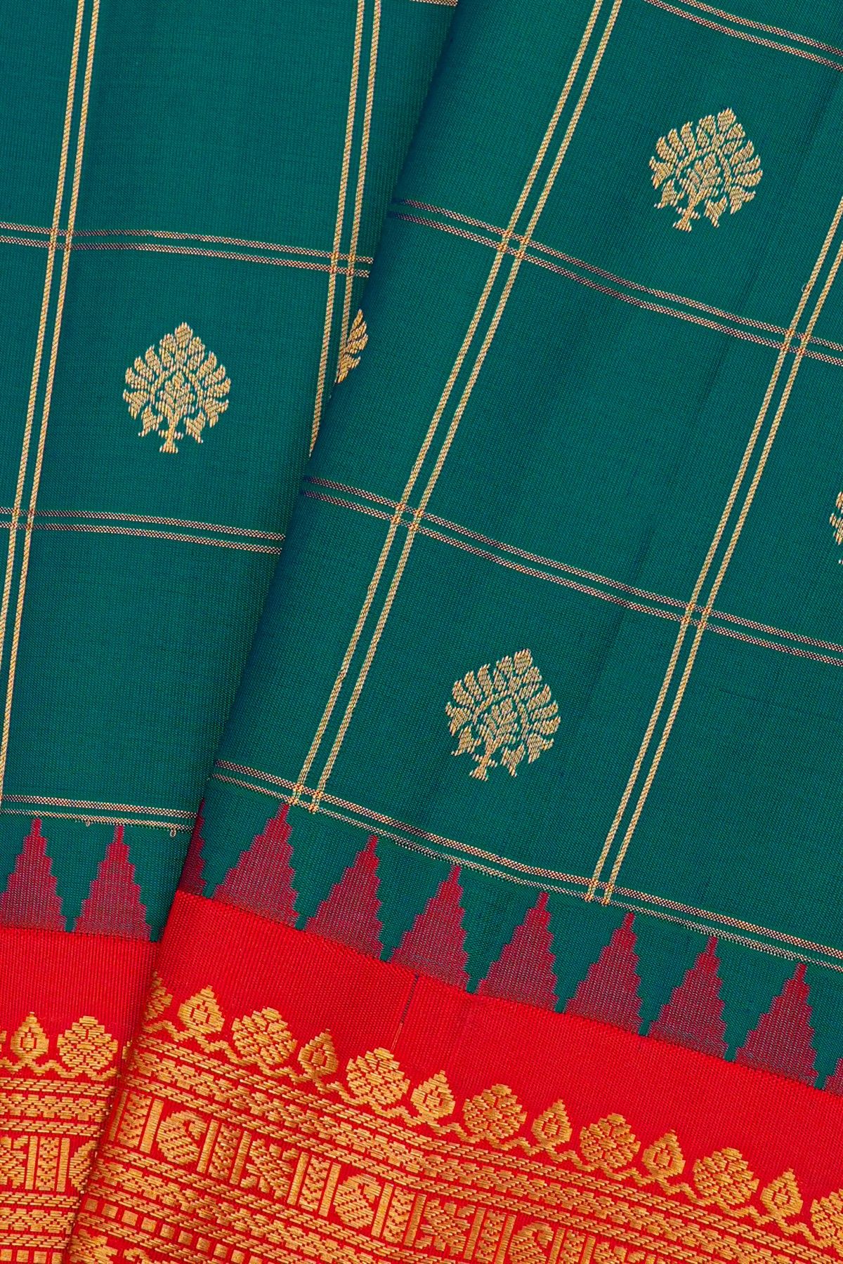 Gadwal Silk Teal Blue Saree