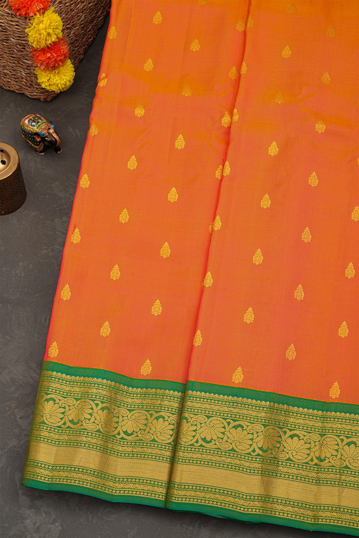 Gadwal Silk Orange Saree