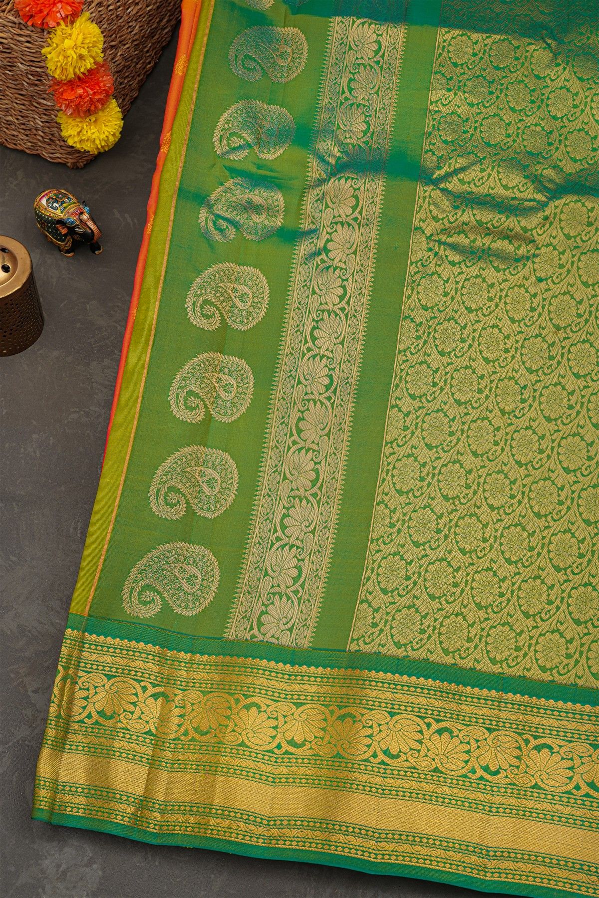 Gadwal Silk Orange Saree