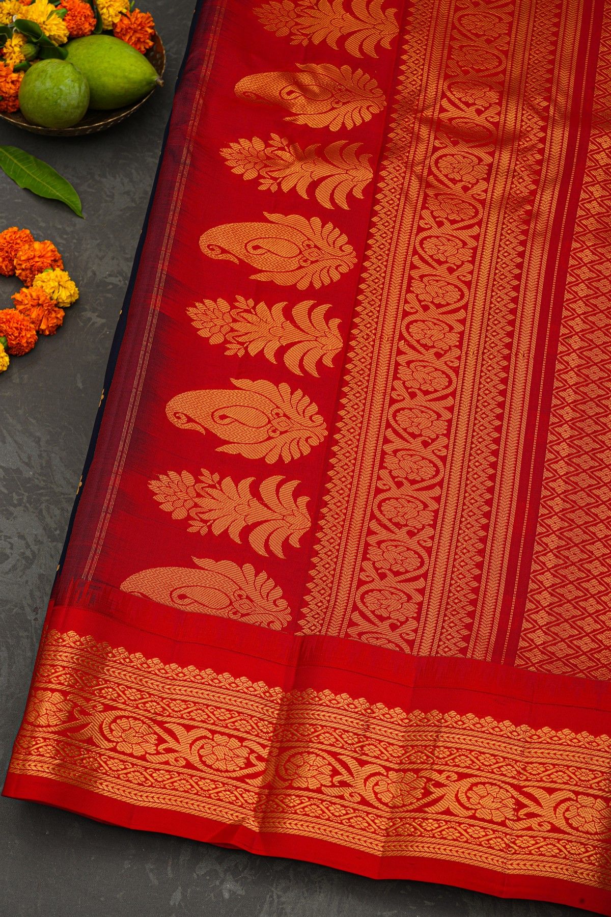 Gadwal Silk Navy Blue Saree