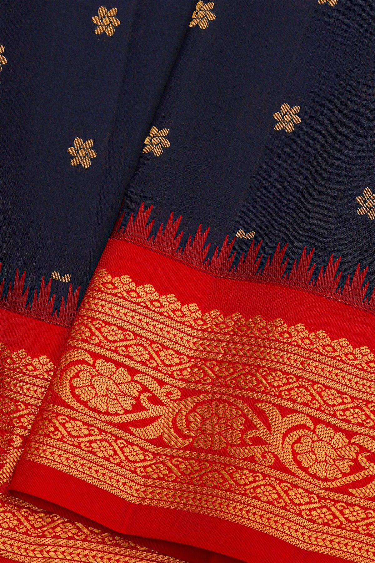 Gadwal Silk Navy Blue Saree