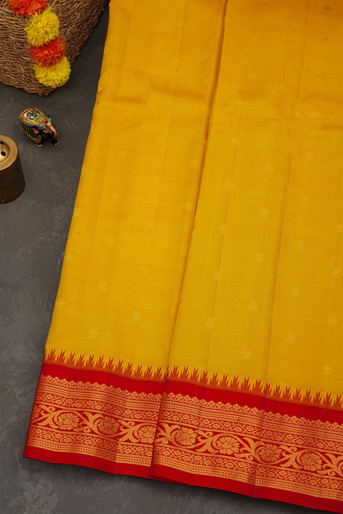Gadwal Silk Yellow Saree
