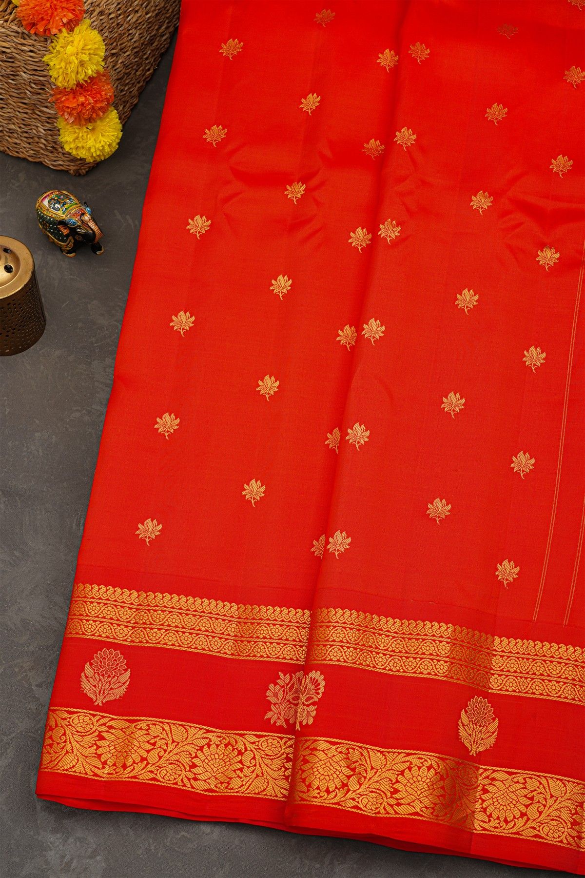 Gadwal Silk Red Saree